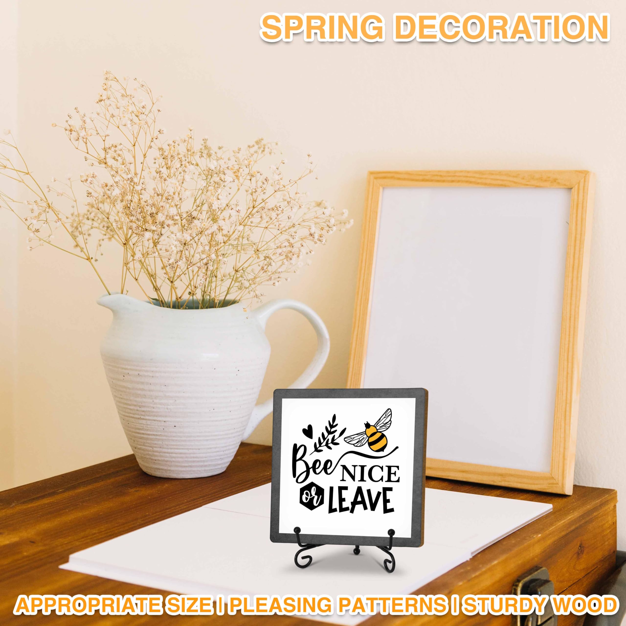 Bee Decorations for Home, Spring Honey Bee Decor, Beehive Wood Sign Kitchen Decor, Bumble Bee Gifts Accessories for Office Bar B