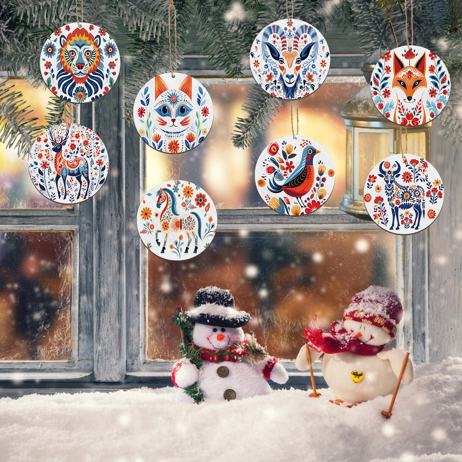 Cinnvoice 24 Pcs Scandinavian Folk Style Christmas Ornament Scandinavian Folk Ornament Bundle Swedish Norwegian Christmas Orname