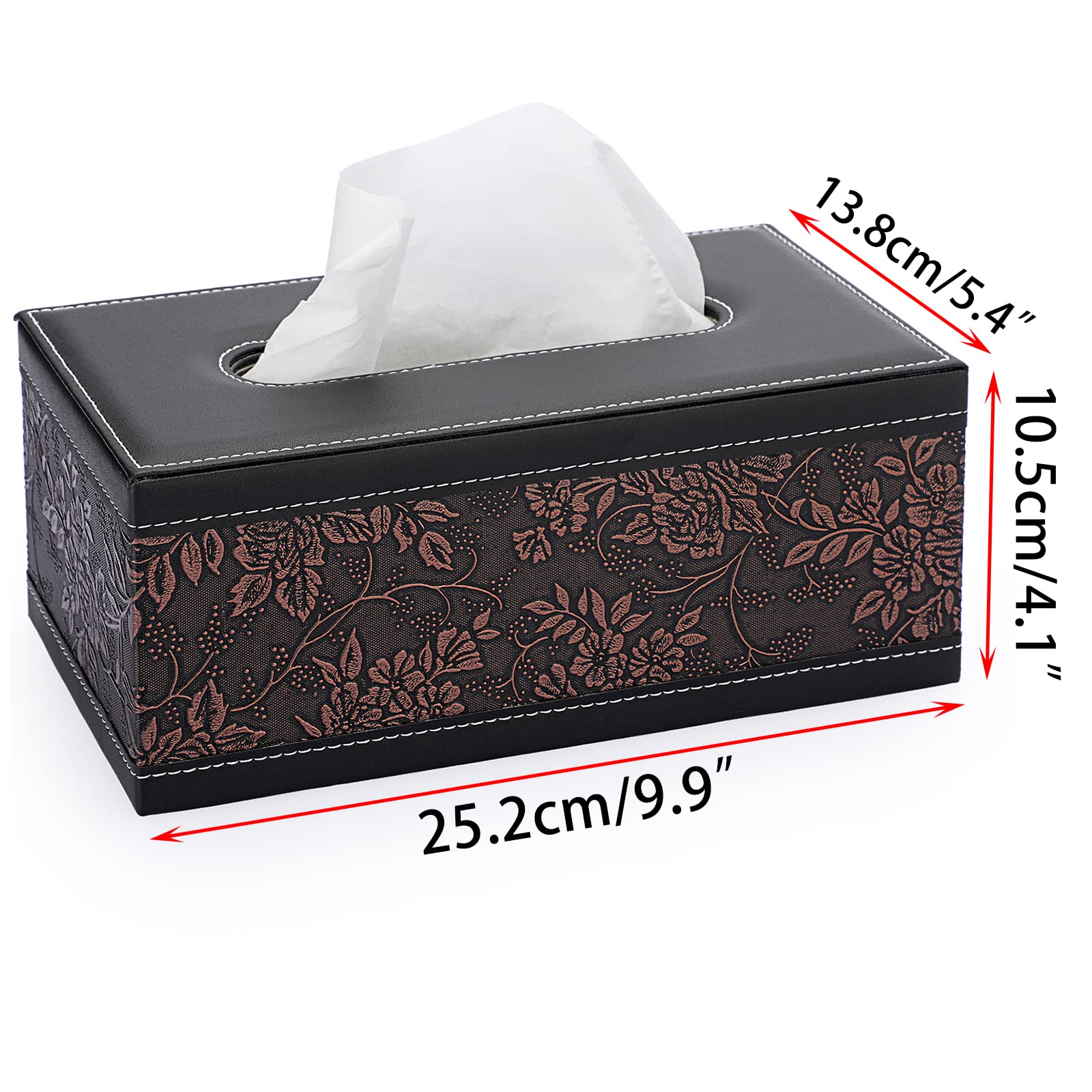 Sumnacon Rectangular Leather Tissue Box Cover - Stylish Tissue Box Holder with Magnetic Bottom  Decorative PU Tissue Box for Vanity Dresser Night Stand Table Countertop Home Office Car