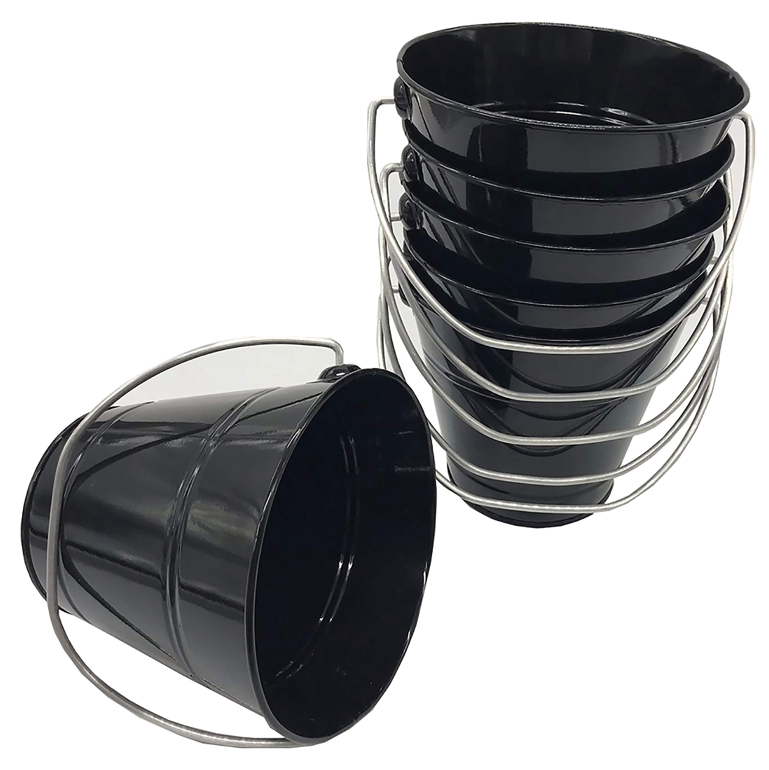 Italia 6 Pack Size 4.3 X 4.3 H, Quality Metal Bucket, 0.5 Quart Color Black 6-Pack