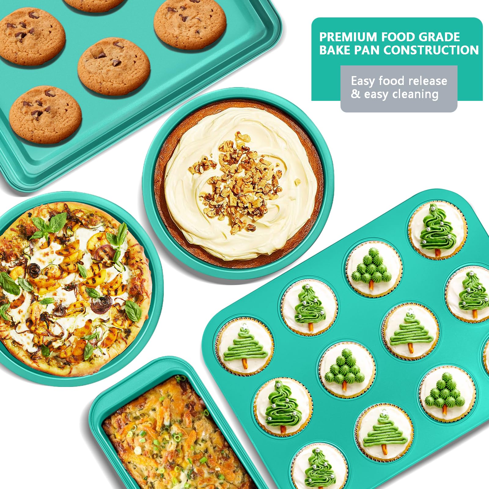 Betterbeauty Baking Pans Set 10 Pcs, Nonstick Professional Kitchen Bakeware Sets With Cookie Sheets, Muffin Pan, Bread Pan, Loaf