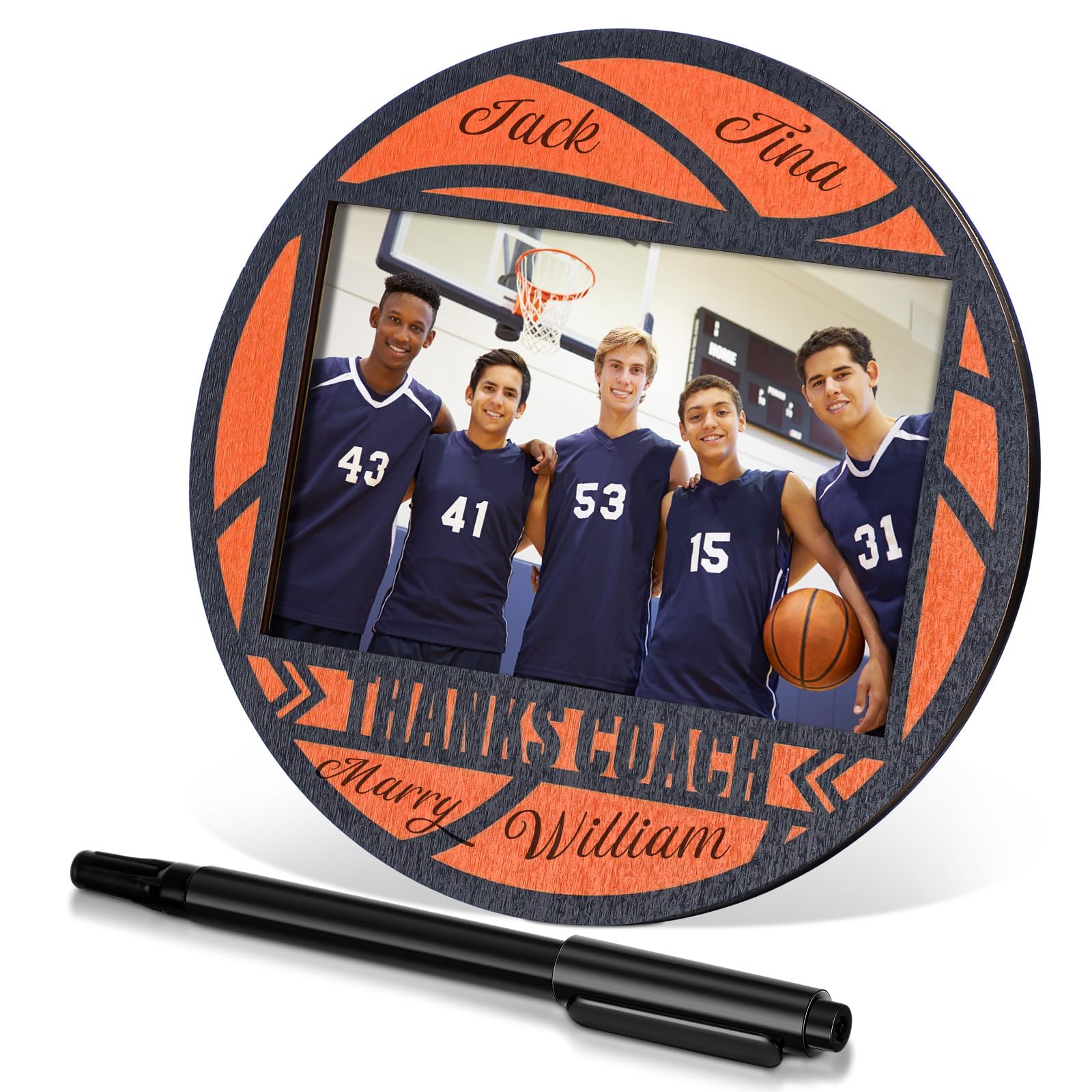Sport Ball Picture Frame 4 x 6 Signable Thanks Coach Picture Frame with Pen Coaches Appreciation Photo Tabletop for Home Table D