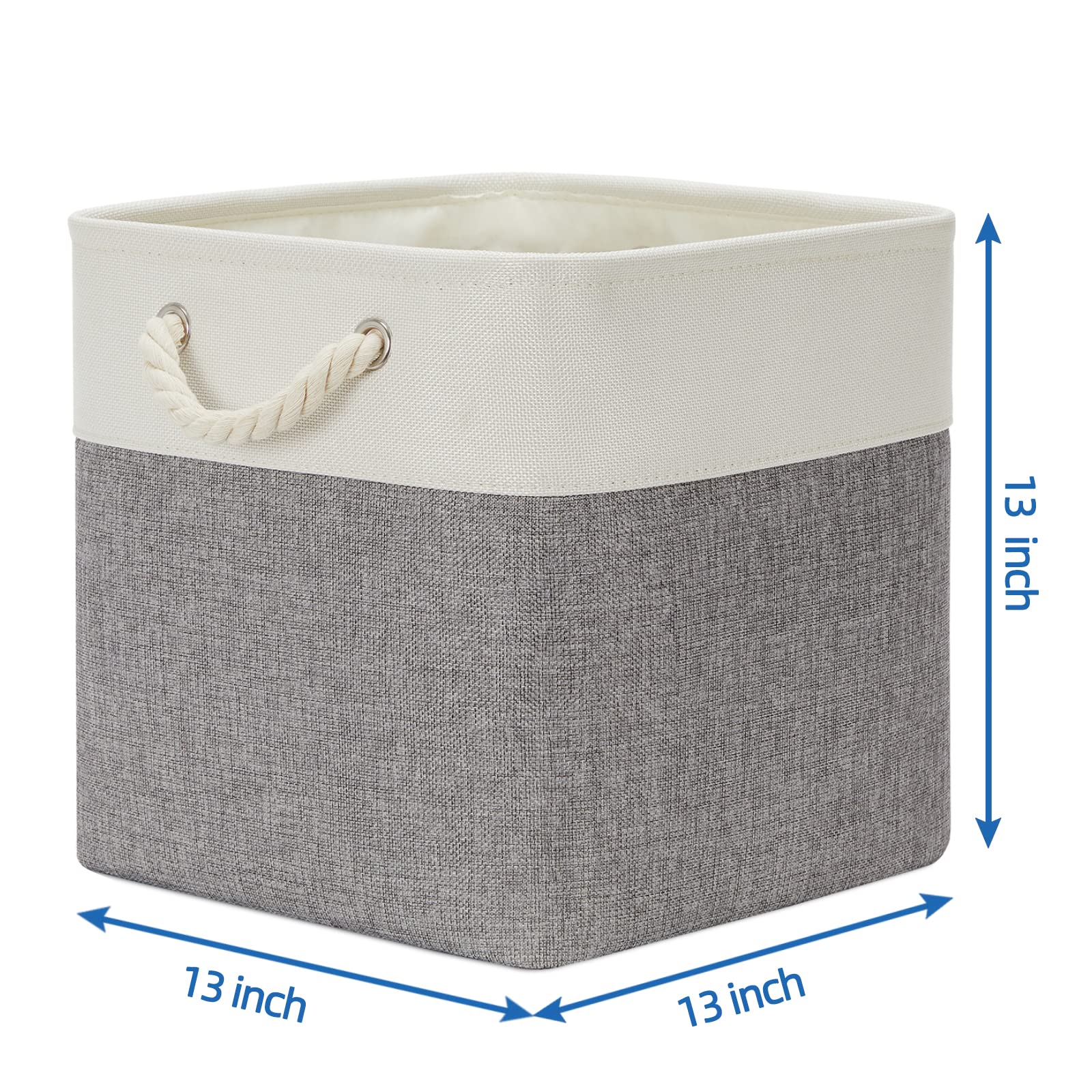 Temary Fabric Baskets 13 Inch Cube Storage Baskets With Rope Handle, Storage Cube Bins Clothes Basket For Gift, Large Storage Ba
