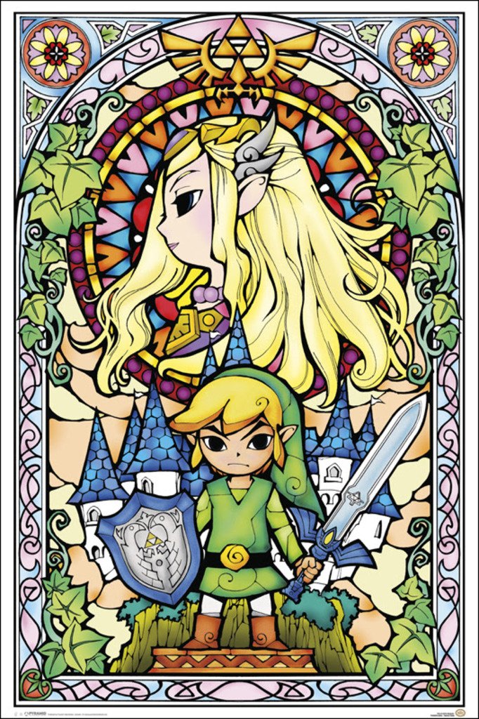 Pyramid America Legend Of Zelda Stained Glass Video Game Gaming Cool Wall Decor Art Print Poster 60X90