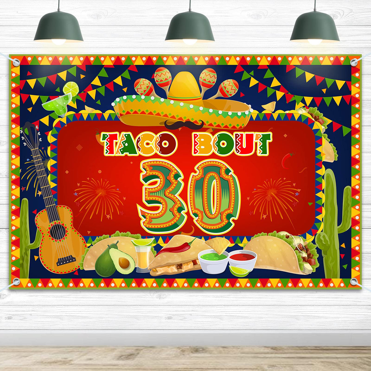 Hamigar 6X4Ft Happy 30Th Birthday Banner Backdrop - Taco Bout 30 Fiesta Mexican Cactus Birthday Decorations Party Supplies For M