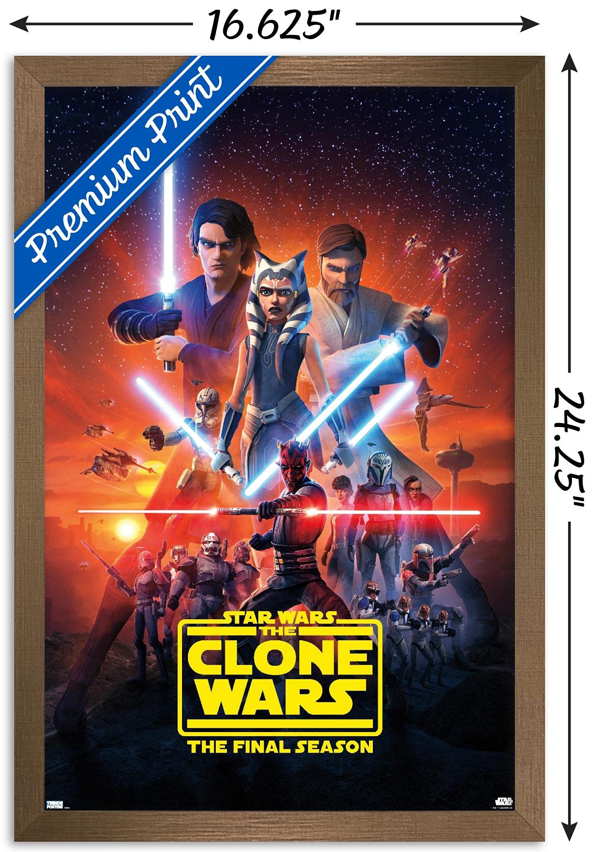 Trends International Star Wars: The Clone Wars - Season 7 Key Art Wall Poster, 14.725'' X 22.375'', Bronze Framed Version