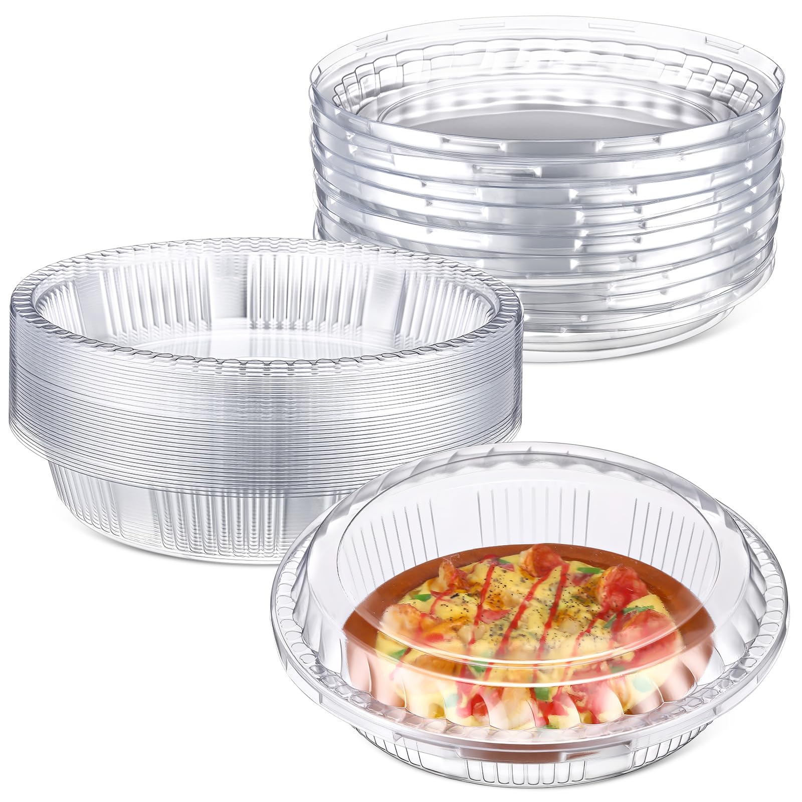 Vesici 30 Pcs Plastic Pie Containers, 9 Clear Disposable Dessert Keeper