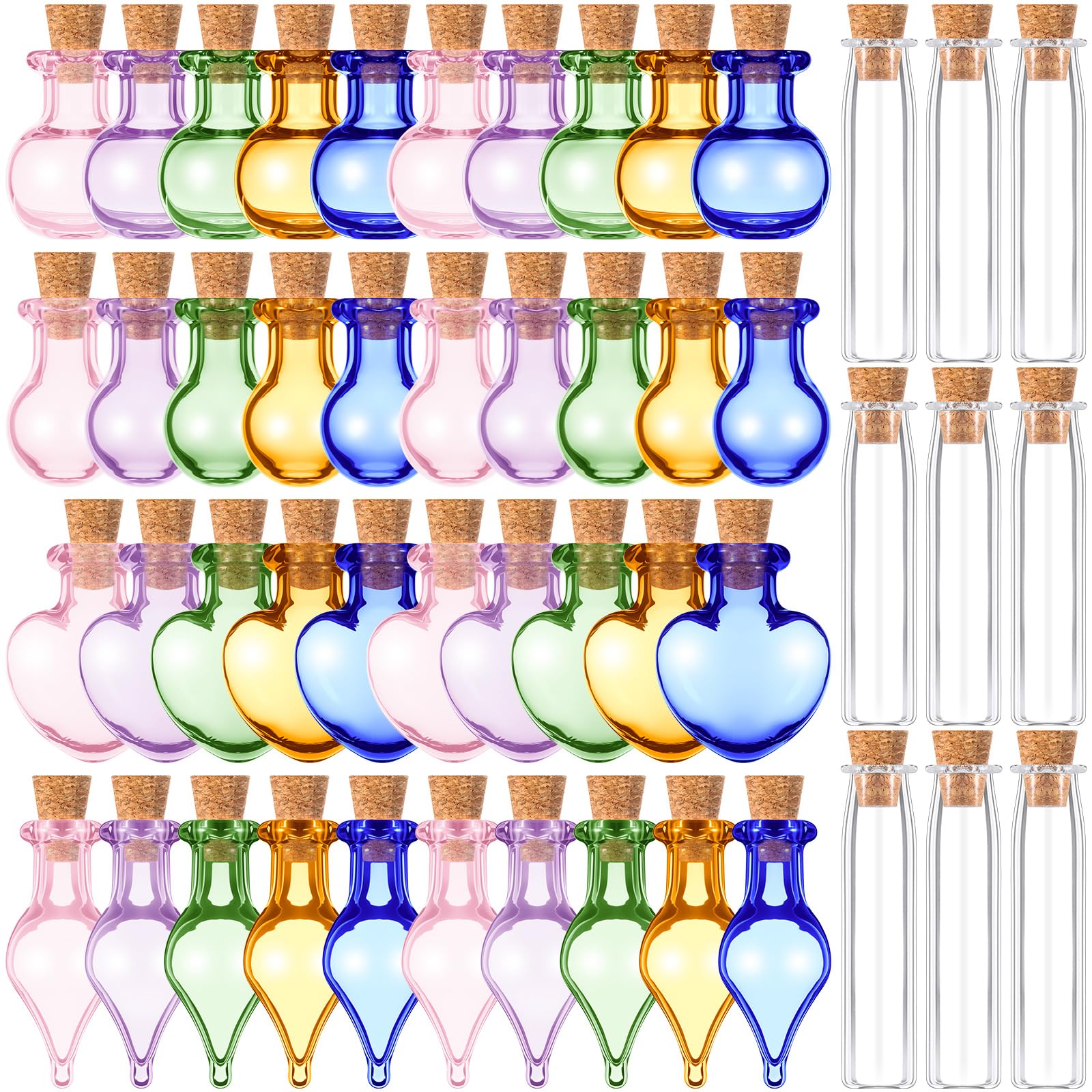 Patelai 50 Pcs Mini Glass Bottles Jars with Cork Stoppers Tiny Cork Glass Bottles Halloween Small Wishing Message Jars DIY Decor