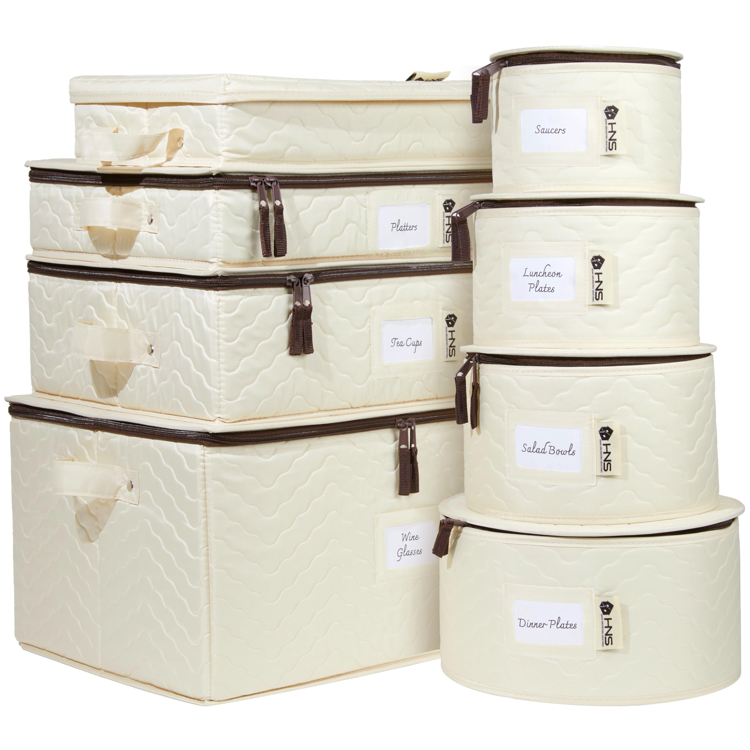 Hard Shell China Storage Containers 8-Piece Set Moving Boxes for Dinnerware, Glasses, Plates, Mugs and Saucers Sturdy Dish Organ