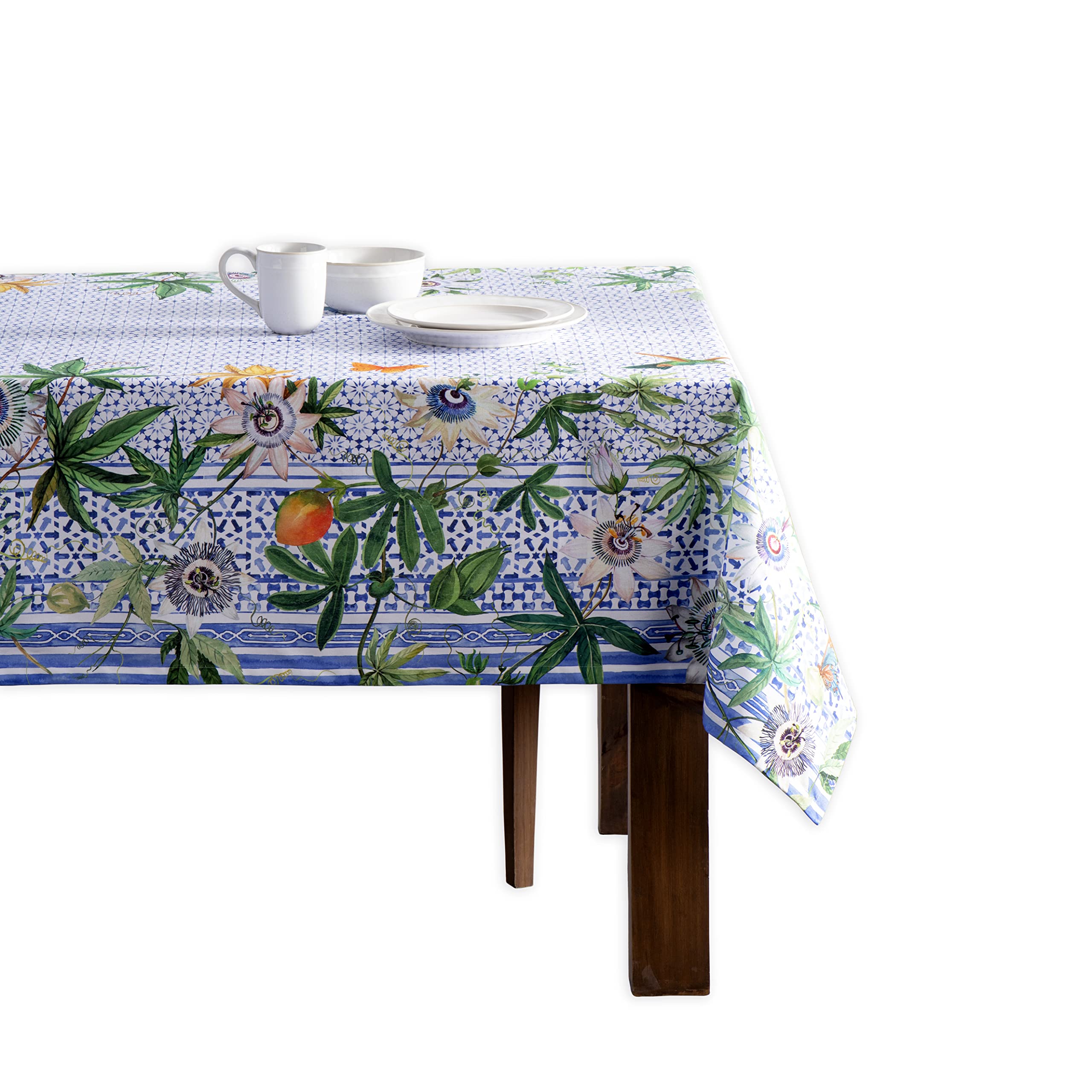 Maison D Hermine Tablecloths 100% Cotton 60X90 Decorative Rectangle Tablecloth Washable Table Cover For Gifts, Holiday Dinner, W