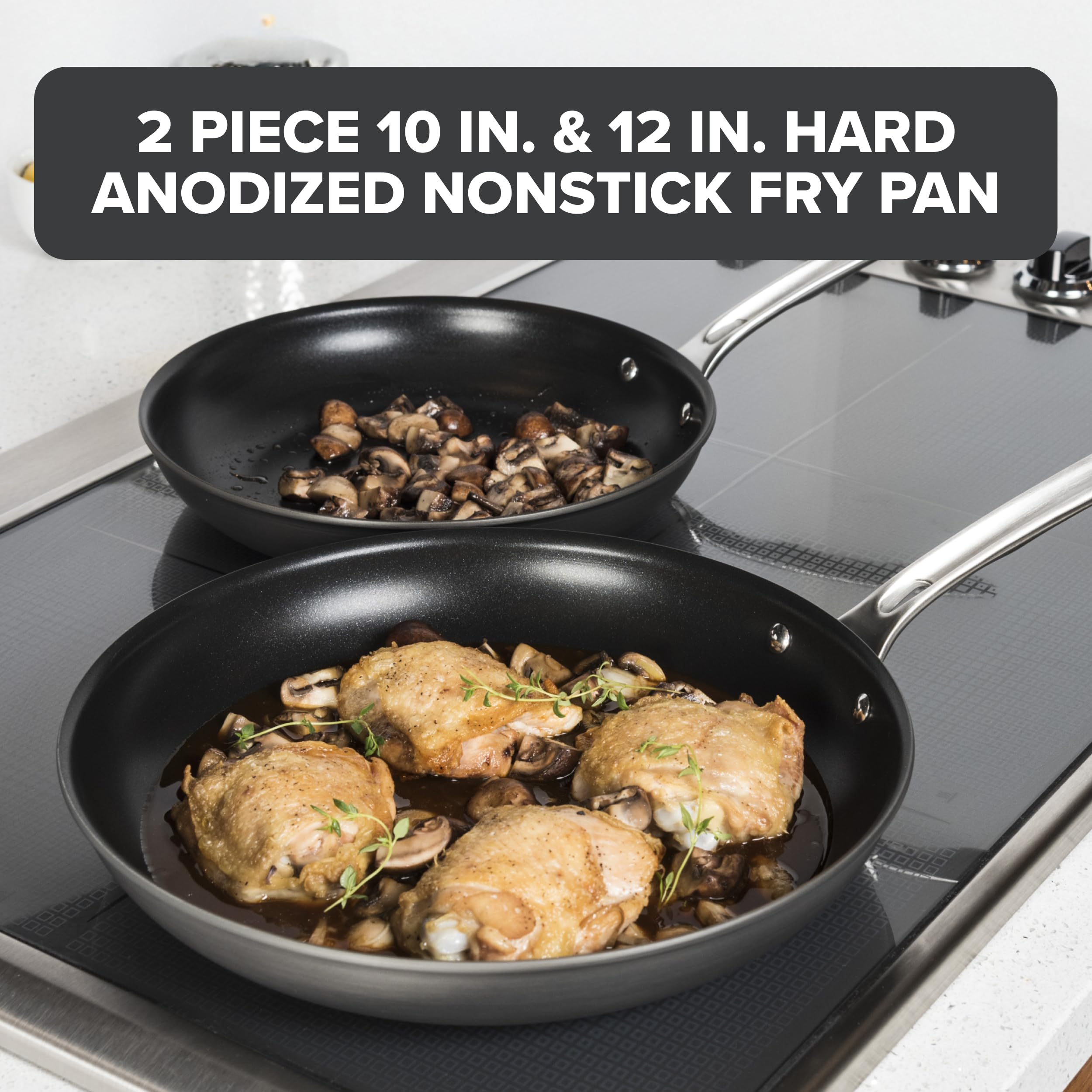 VIKING 40051-1182-1012 Hard Anodized Nonstick Fry Pan Set  10 Inch and 12 Inch  Gray