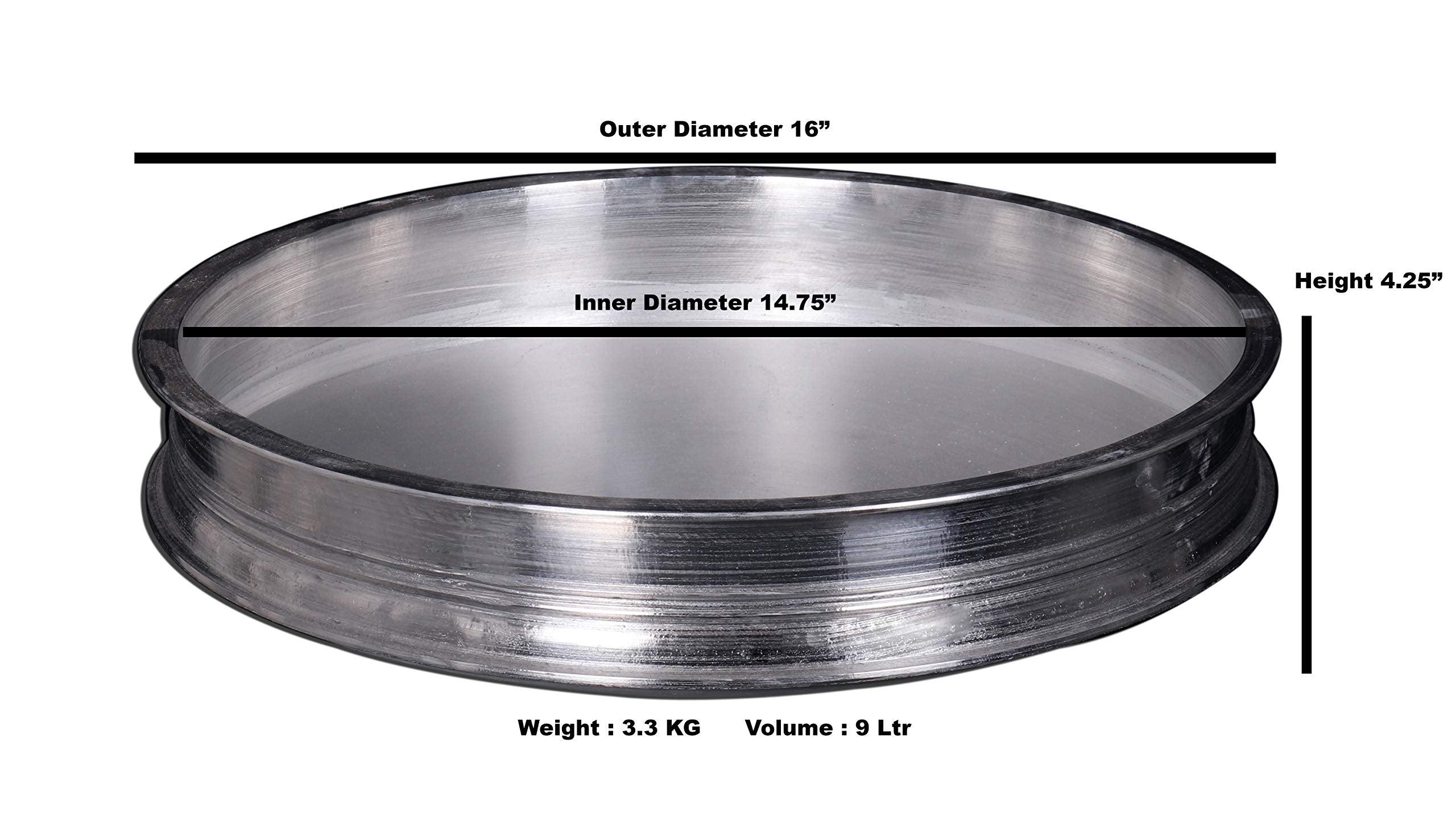 Malabar Trading Company Aluminum Uruli 16 - Silver | Uruli For Cooking 9 Litre |Uncoated