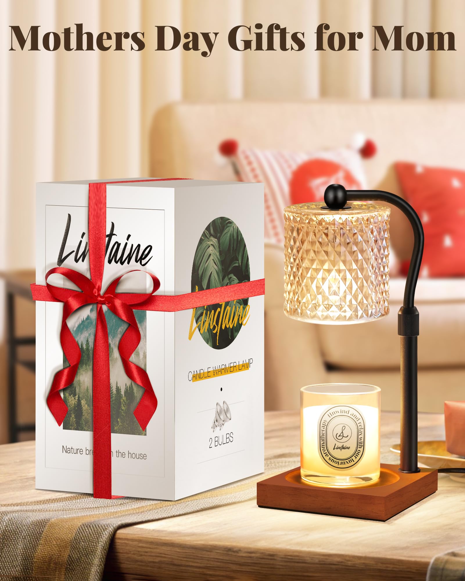 Linstaine Candle Warmer Lamp with Timer Dimmer Adjustable Height, Birthday Housewarming New Home Decor Gifts for Women, Electric