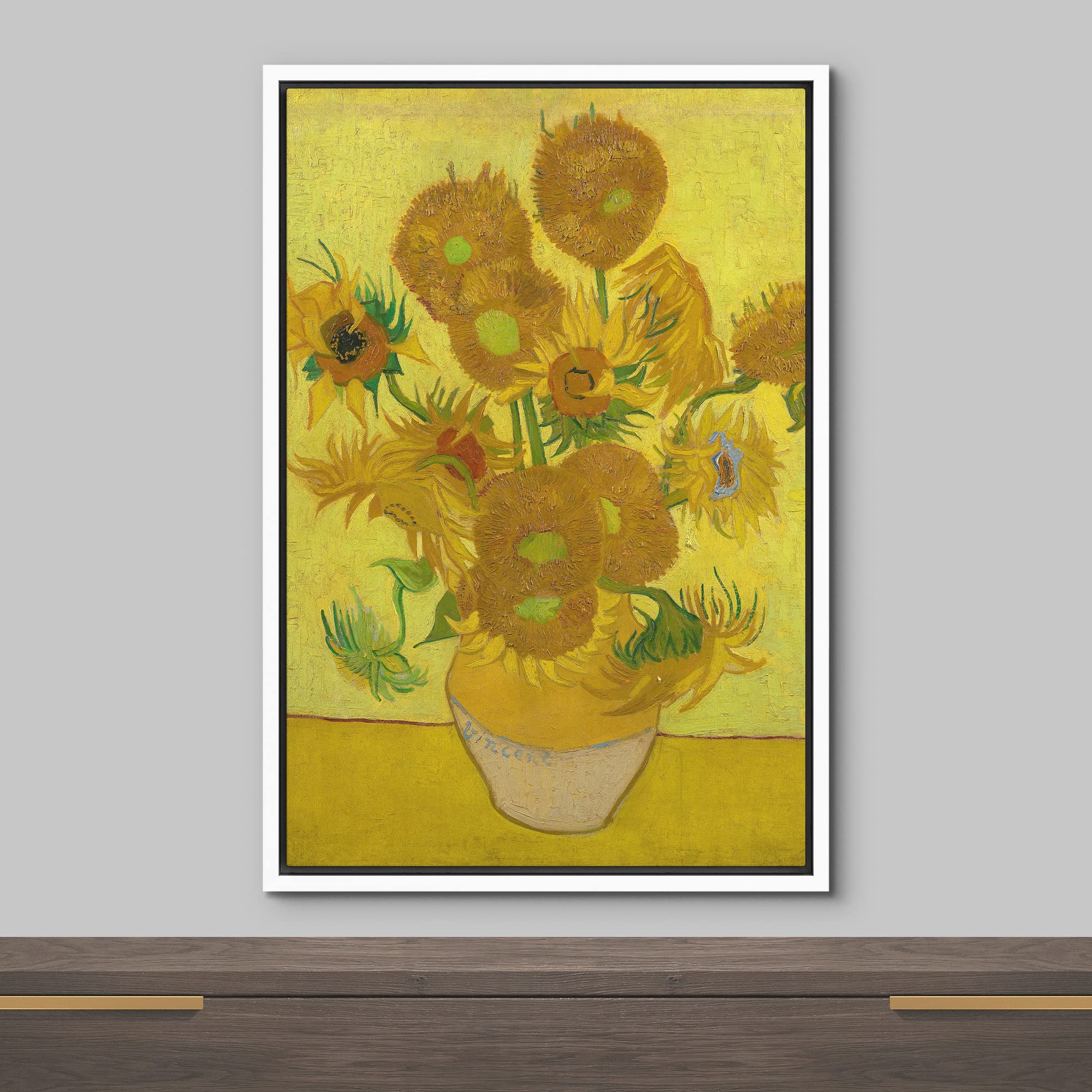 Wall26 Framed Canvas Print Wall Art The Sunflowers Ii By Master Artist Vincent Van Gogh Nature Wilderness Illustrations Fine Art