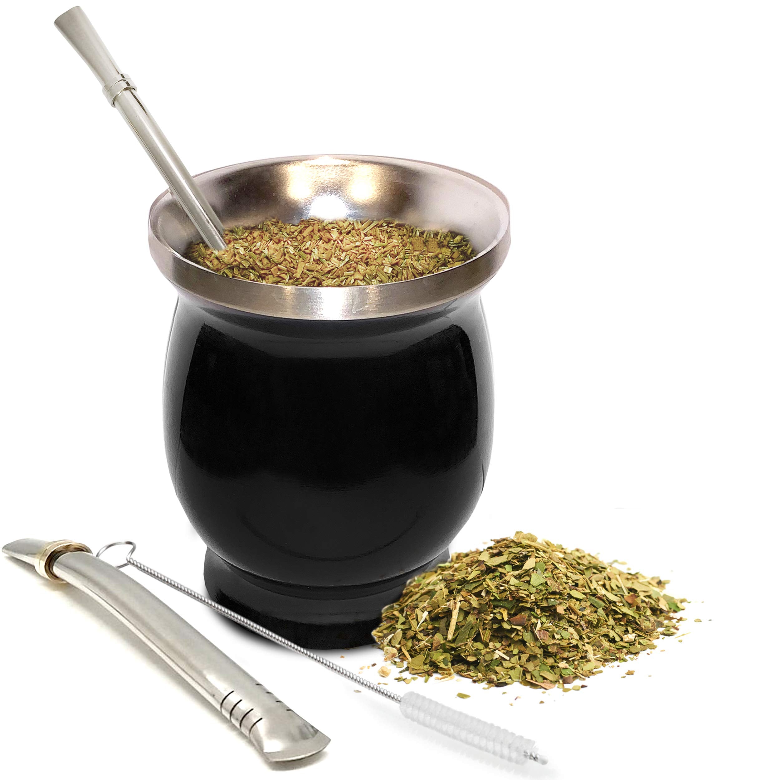 Norte Upgraded Yerba Mate Natural Gourd/Tea Cup Set (Original Traditional Mate Cup - 8 Ounces) | Includes 2 Bombillas (Yerba Mat