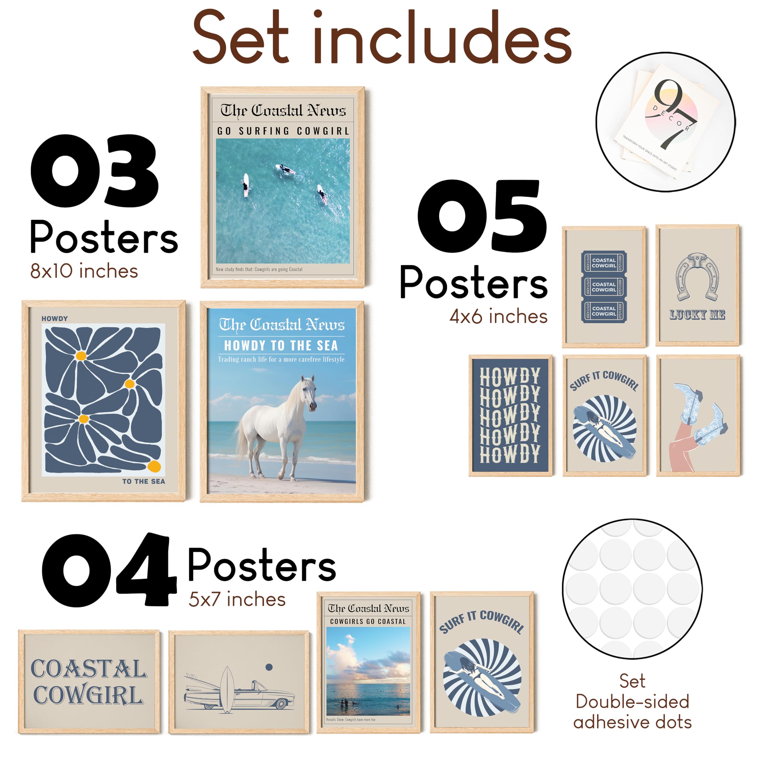 97 Decor Coastal Cowgirl Room Decor Aesthetic - Coastal Granddaughter Room Decor, Trendy Coastal Cowgirl Wall Art Prints, Blue B