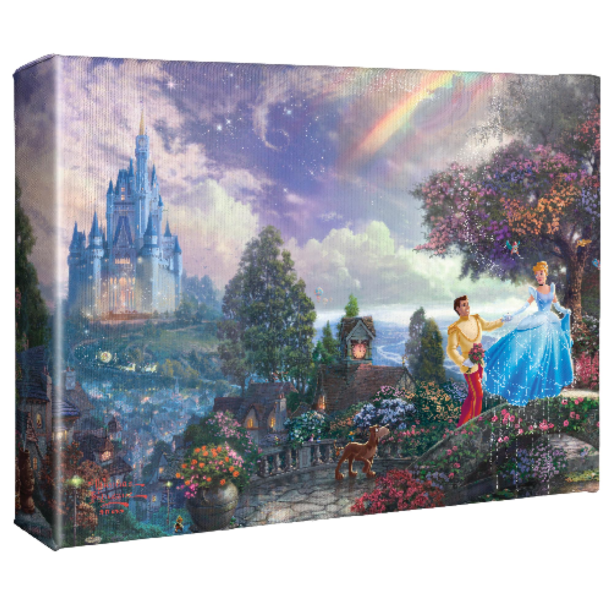 Thomas Kinkade Studios Disney Cinderella Wishes Upon A Dream Gallery Wrapped Canvas Art | Frameless Wall Art | Certificate Of Au