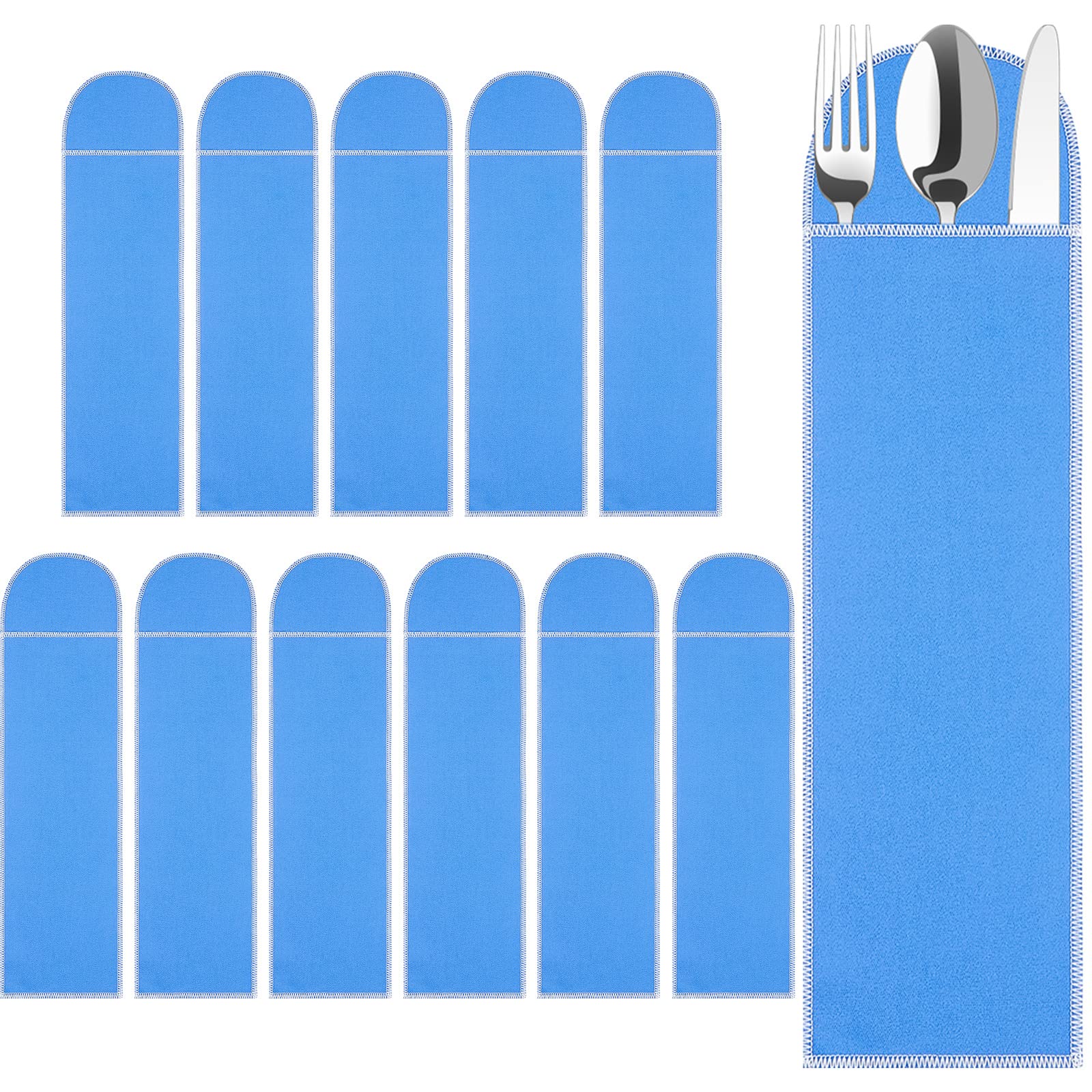 Weewooday Silver Storage Bags Anti Tarnish Silverware Sleeves Blue Flatware Silverware Storage Box Protector Bags Proof Cloth Fl