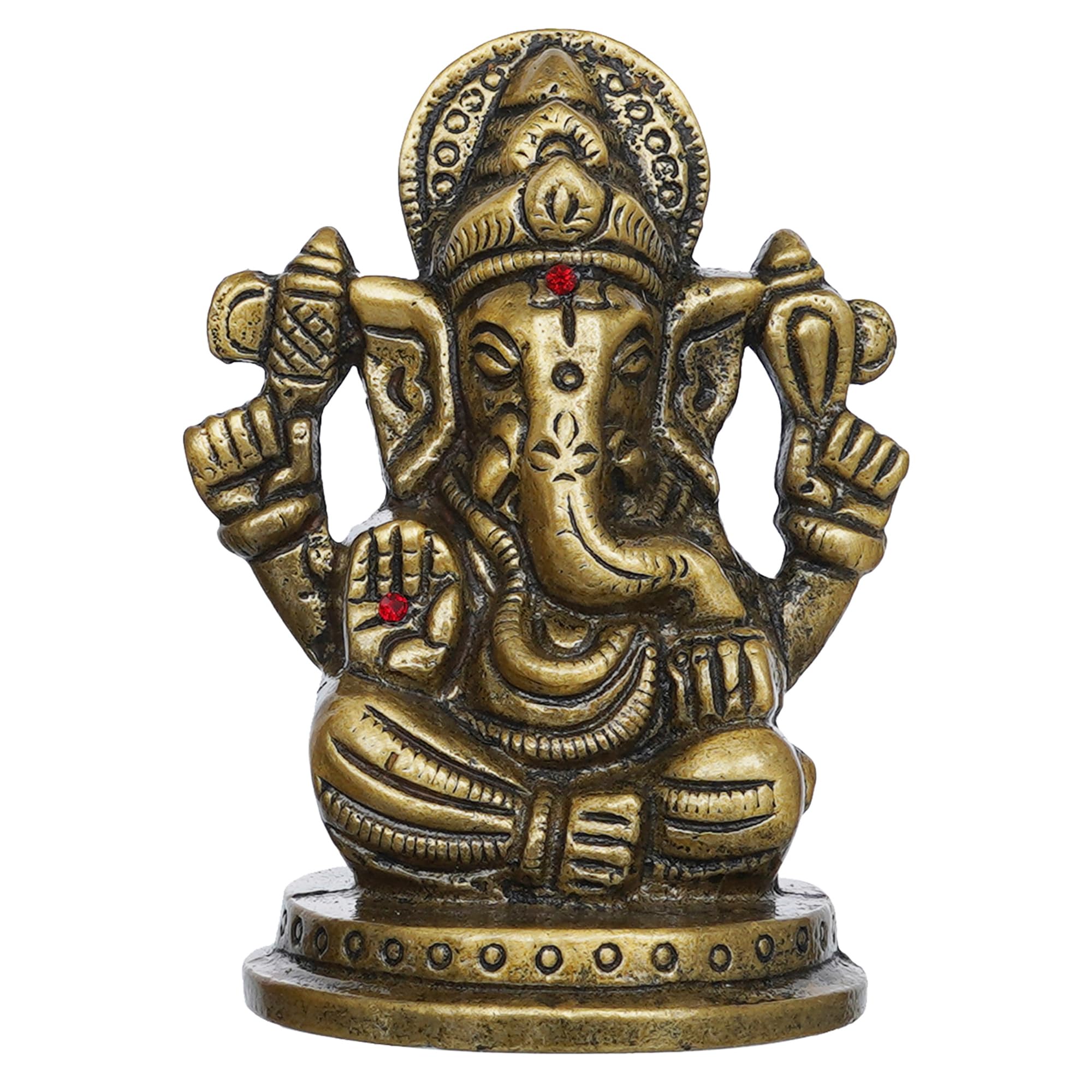 Ecraftindia Golden Metal Handcrafted Blessing Lord Ganesha Idol For Home Decor Office Car Dashboard- Ganesha Statue For Puja Roo
