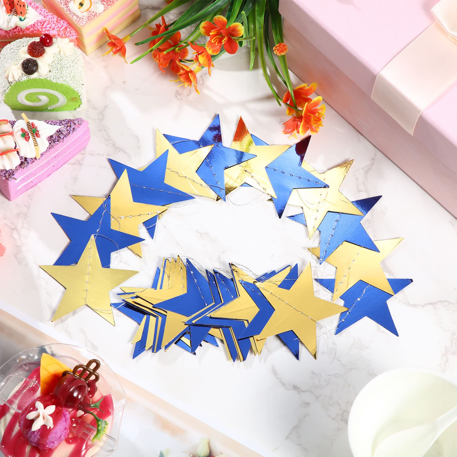 Patelai Glitter Star Garland Banner Christmas Decor 130 Feet Star Hanging Bunting Banner Twinkle Backdrop for Homecoming Classro