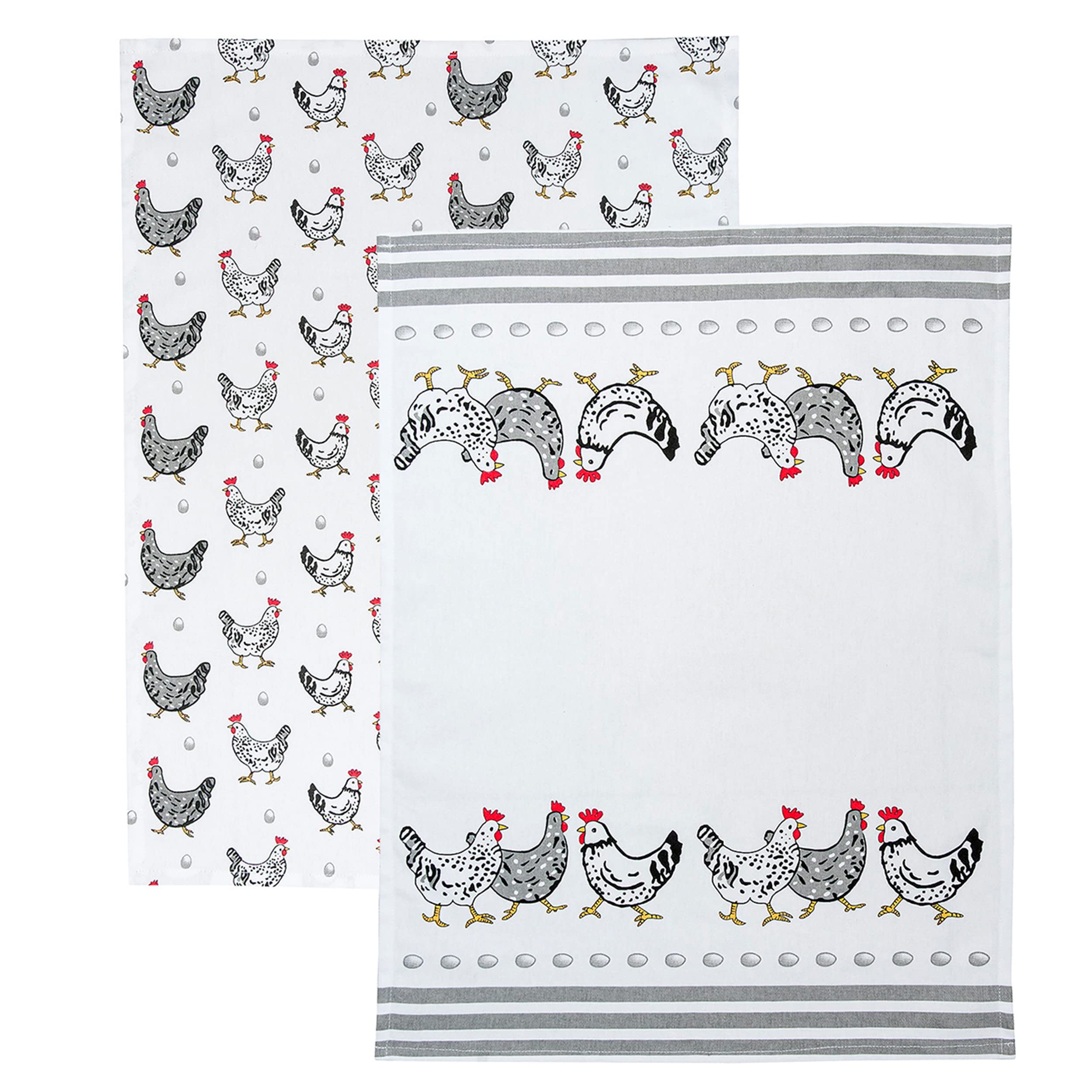 Spotted Dog Gift Company Chicken Kitchen Towels, Dish Towels For Drying, Tea Towels, Cute Decorative Kitchenware Farm Animal The