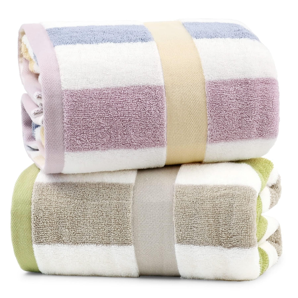Jacquotha Stripe Shower Towels 2 Pack, Super Absorbent Quick Dry Bathroom Towels For Daily Use, Large Bath Towels Set For Men Wo