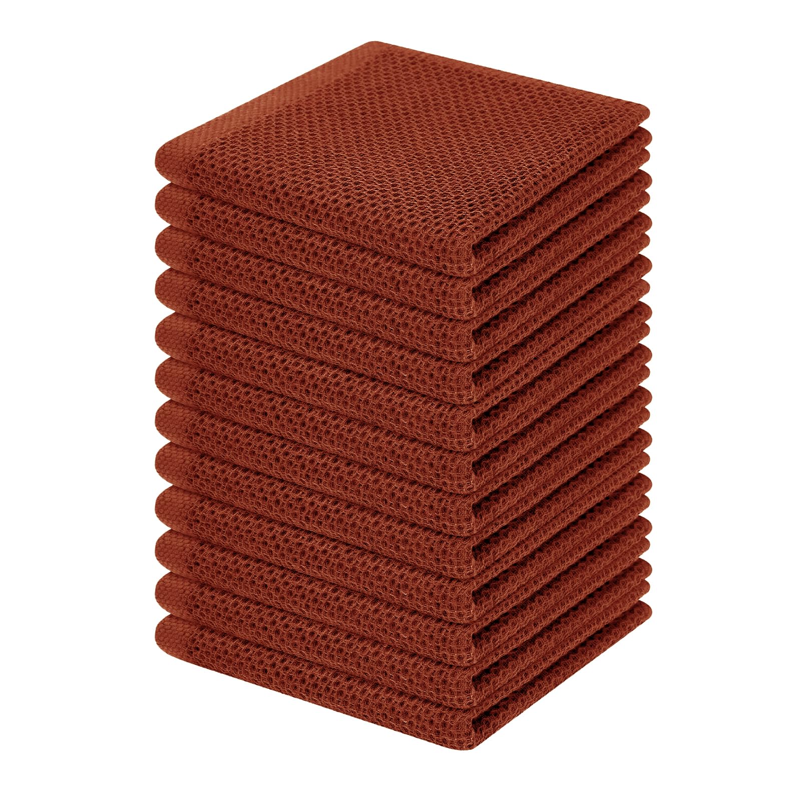 Homaxy 100% Cotton Waffle Weave Kitchen Dish Cloths, Ultra Soft Absorbent Quick Drying Dish Towels, 12 x 12 Inches, 12-Pack, Rus