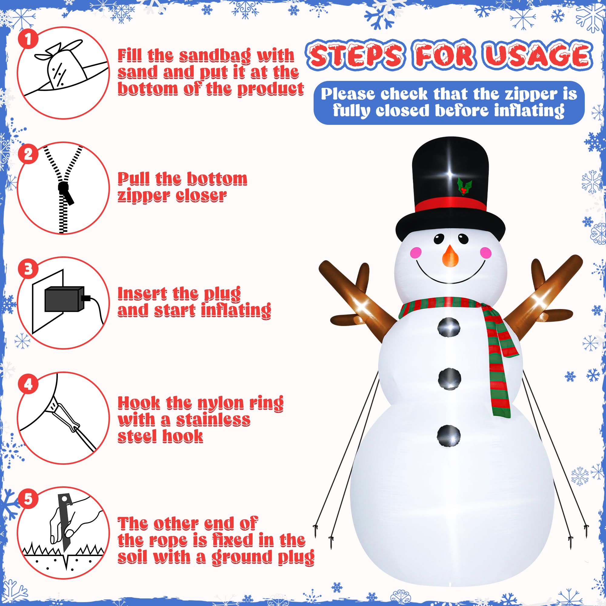 18FT Christmas Inflatable Snowman, Super Large Blow Up Snowmen Outdoor Decor with LED Lights, Waterproof Giant Snowman Yard Deco