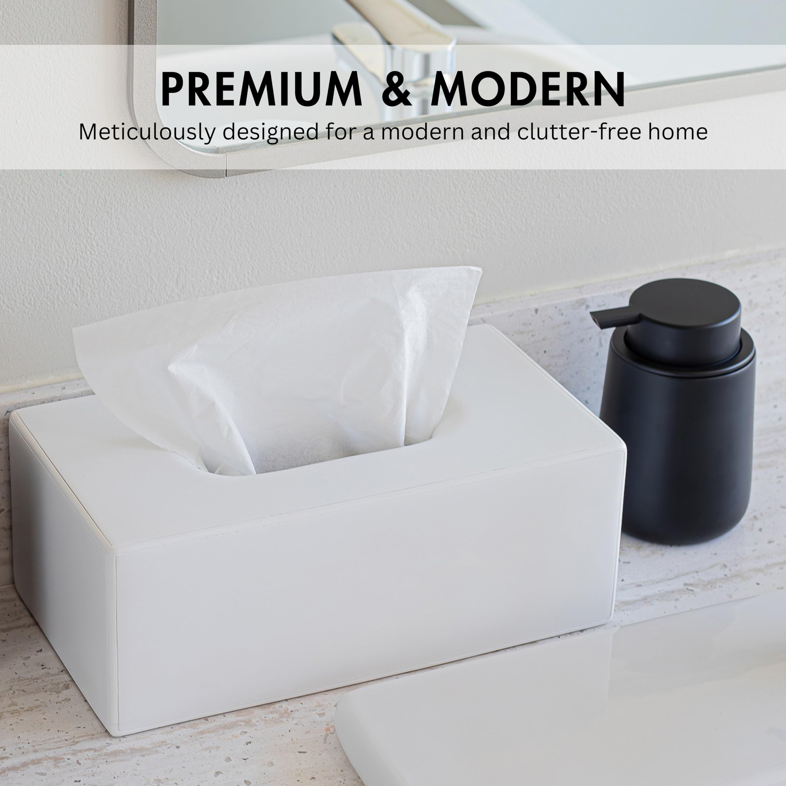 Yew Design Matte White Tissue Box Cover Rectangular, Facial Tissue Dispenser For Bathroom, Kitchen, Bedroom, Office, Hotel, Rest