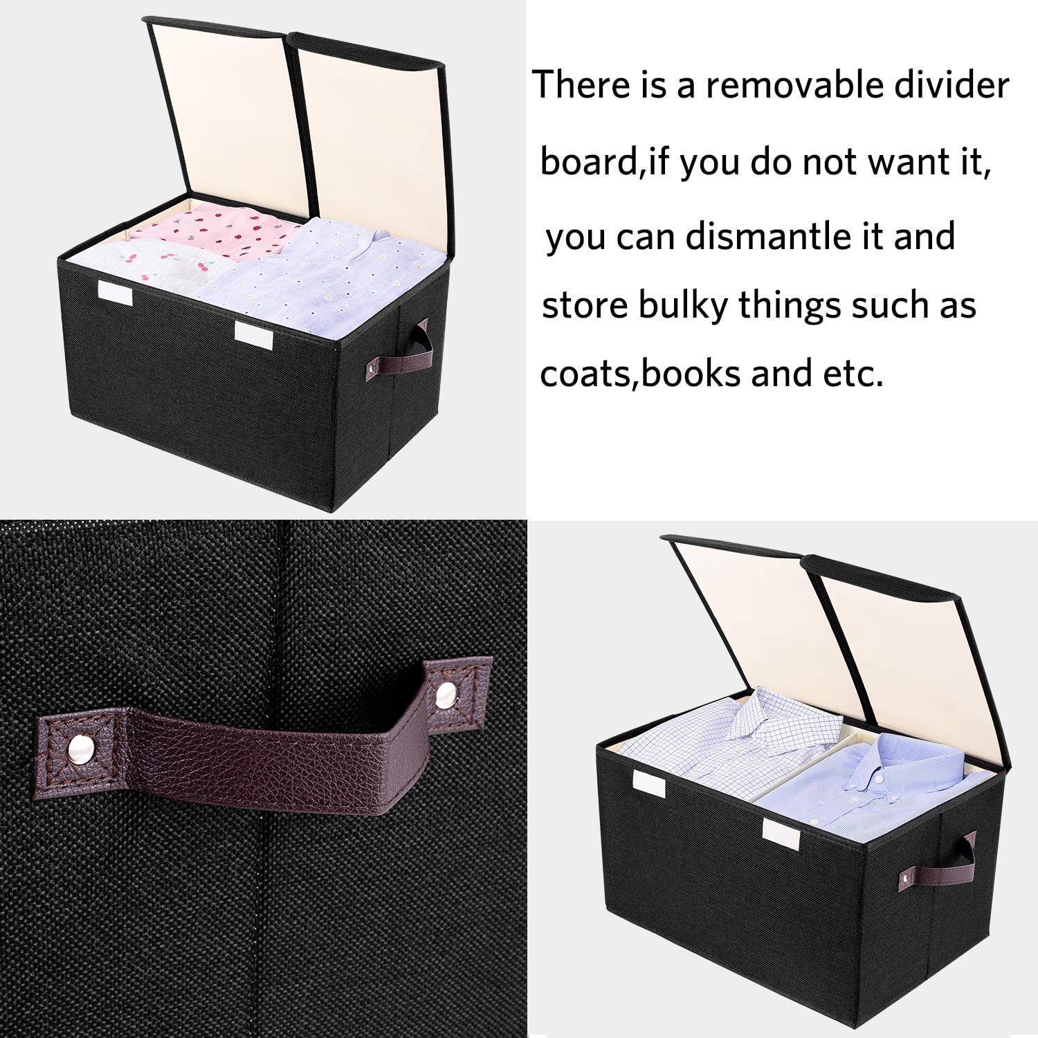Senbowe Larger Storage Cubes [4-Pack] 33 Quart Linen Fabric Foldable Collapsible Storage Cube Bin Organizer Basket With Lid, Han