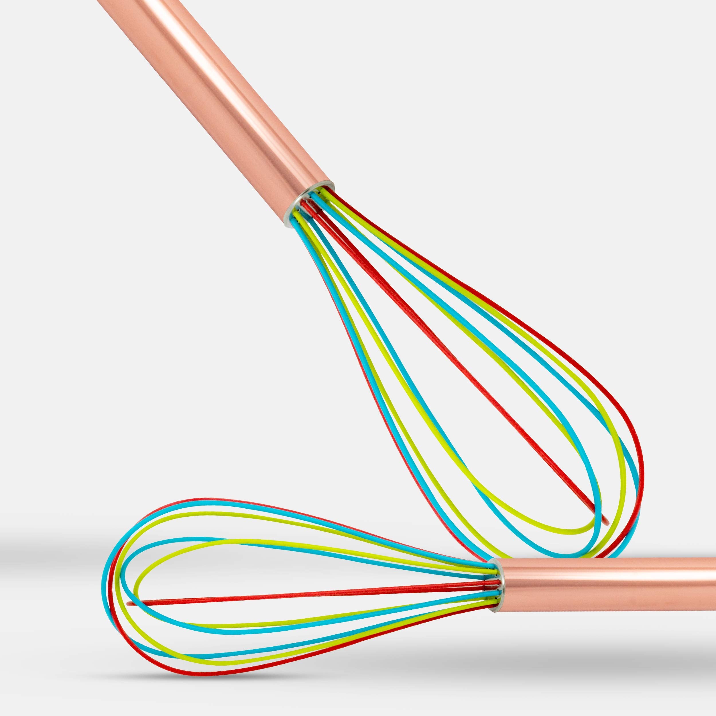 Excelsteel - 230 Excelsteel Perfect Durable Gift For Mixing Easy To Clean Up Silicone Tri-Color Whisk, 8'', Rose Gold