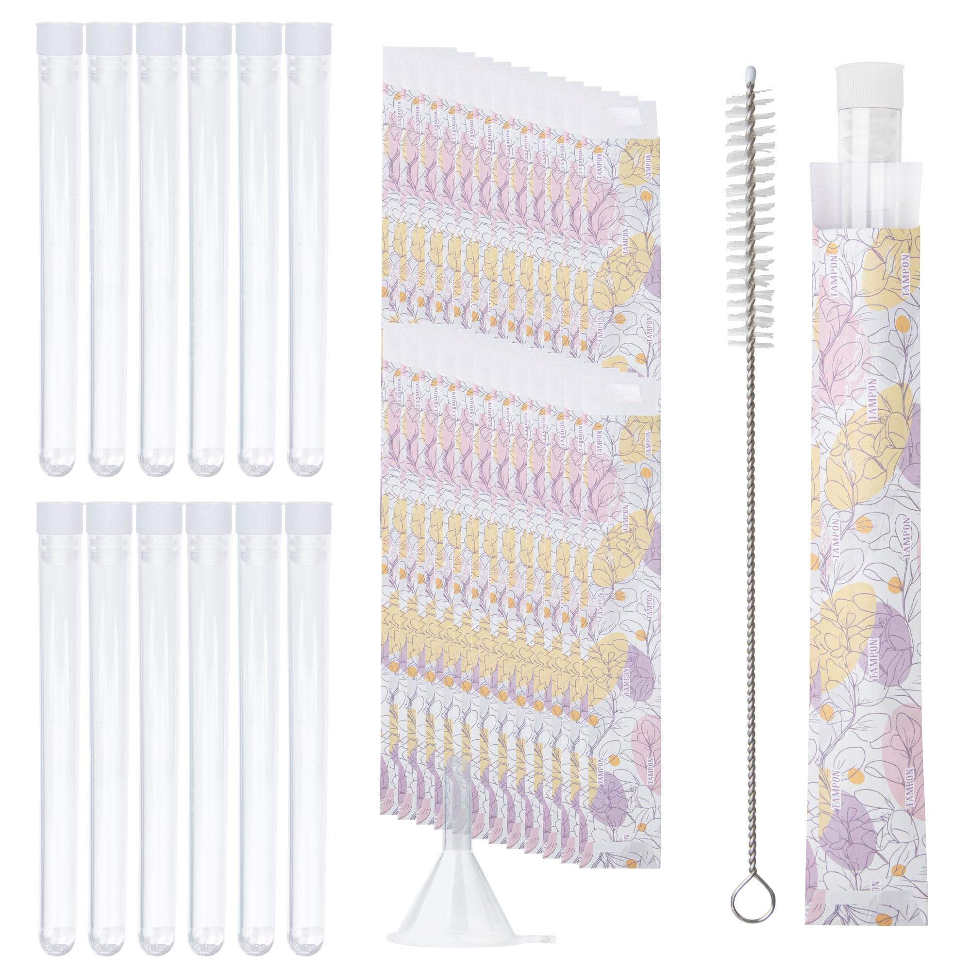 LiveBe Tampon Flask Set with Reusable Wrappers, Funnels, and Containers for Women(38pcs elegant leaf)