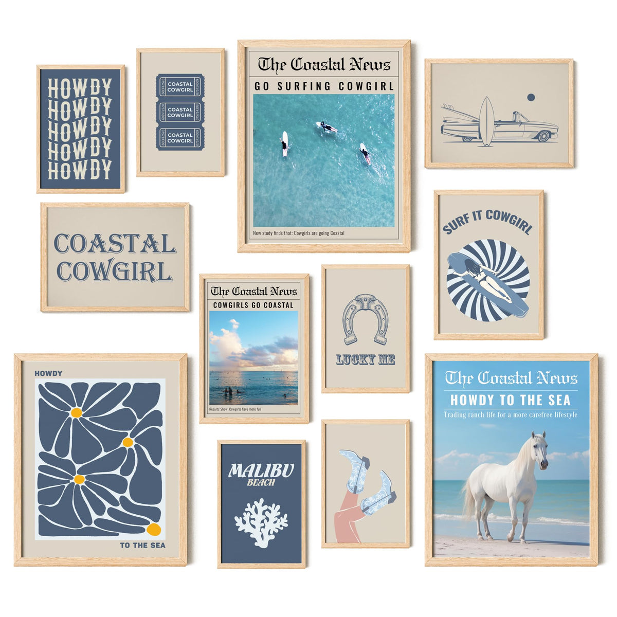 97 Decor Coastal Cowgirl Room Decor Aesthetic - Coastal Granddaughter Room Decor, Trendy Coastal Cowgirl Wall Art Prints, Blue B