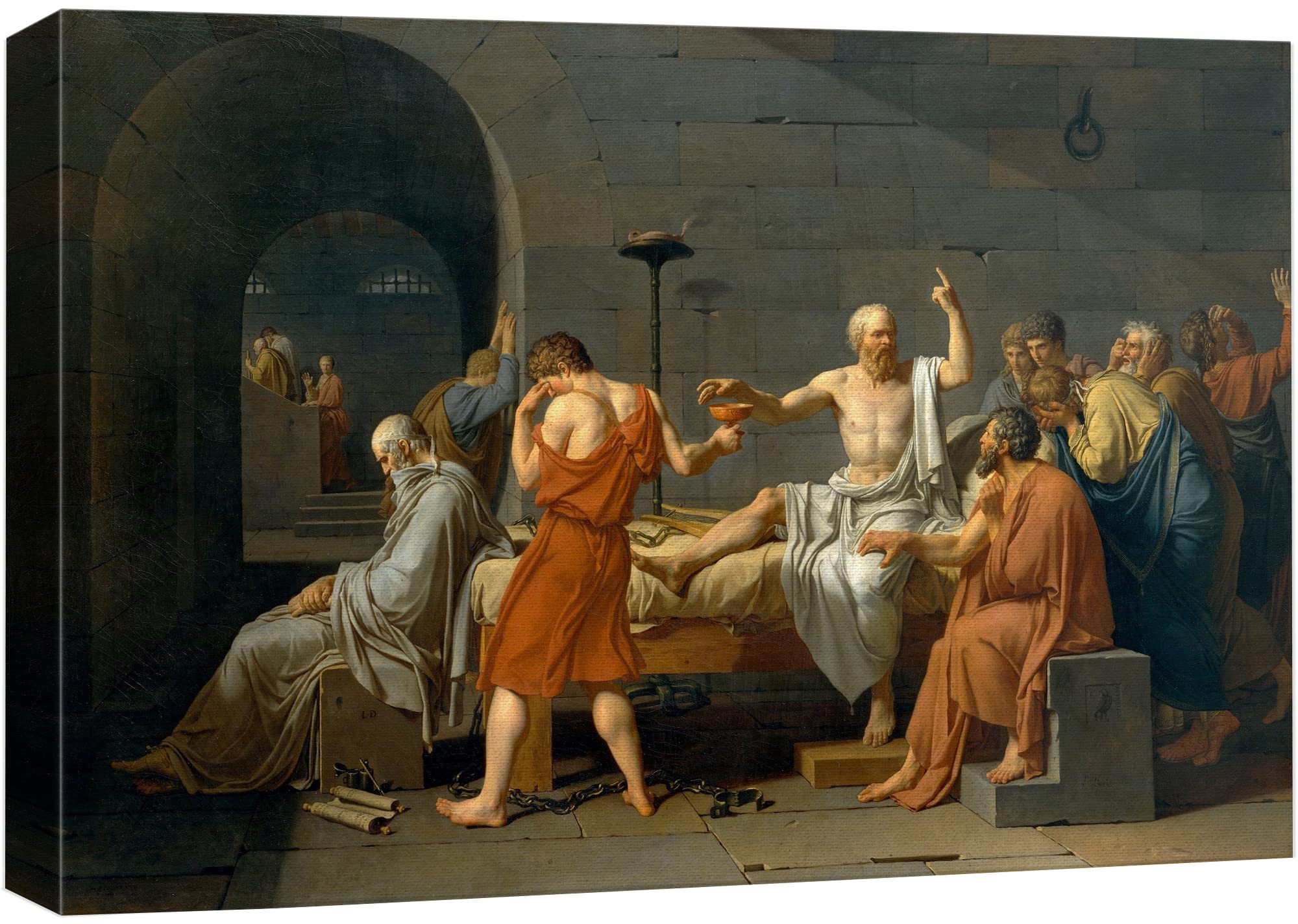 Wall26 - The Death Of Socrates By Jacques-Louis David - Canvas Print Wall Art Famous Painting Reproduction - 16'' X 24''