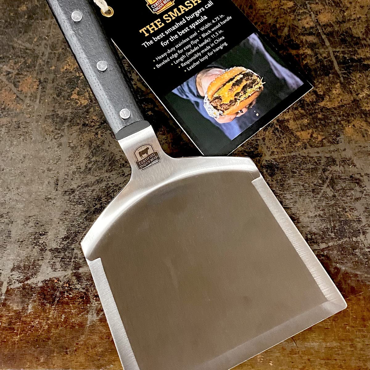 Certified Angus Beef The Smash - Big Smash Burger Spatula Heavy Duty Stainless Steel Burger Smasher Tool For Griddle Accessories