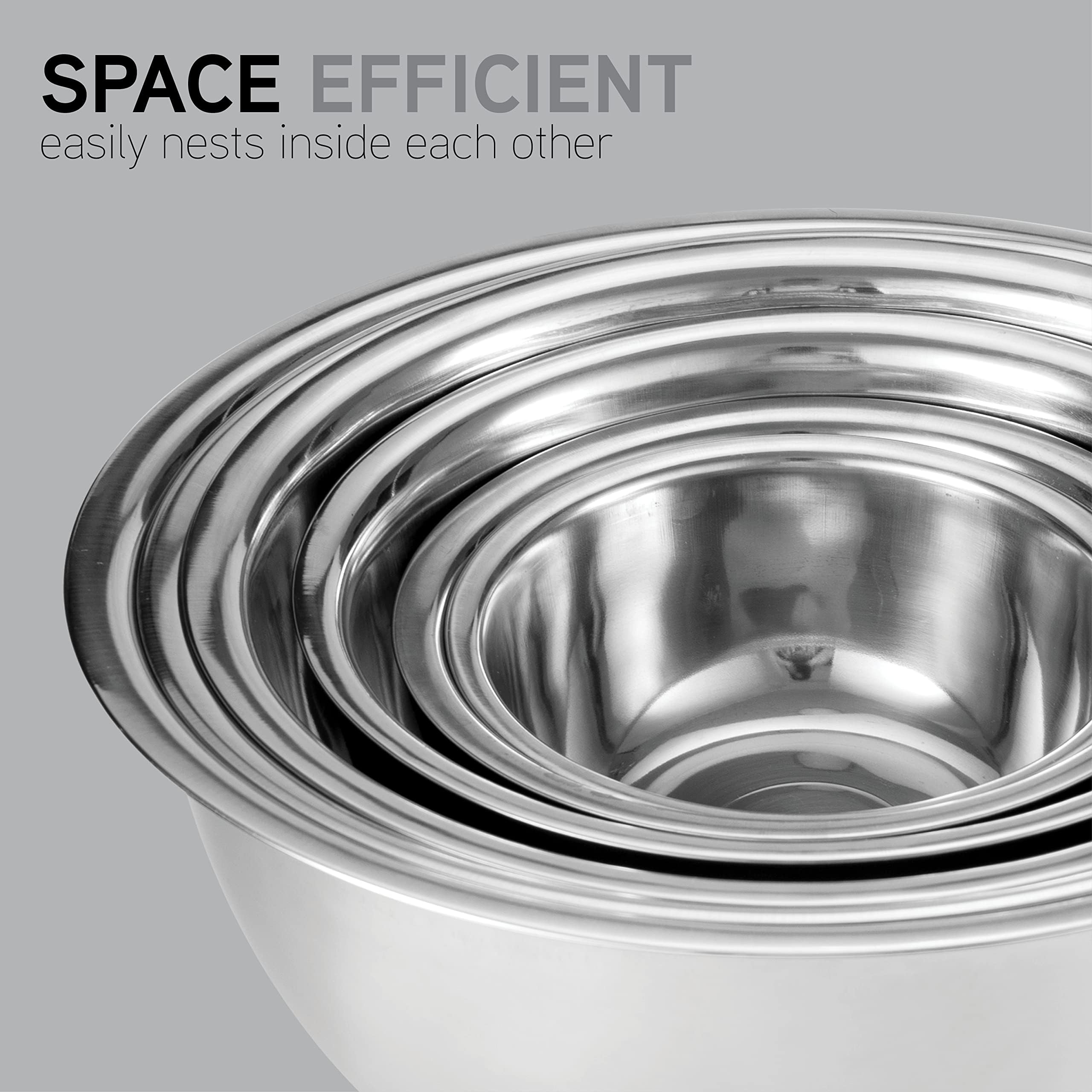 Cook With Color Stainless Steel Mixing Bowls - 6 Piece Stainless Steel Nesting Bowls Set Includes 6 Prep Bowl And Mixing Bowls