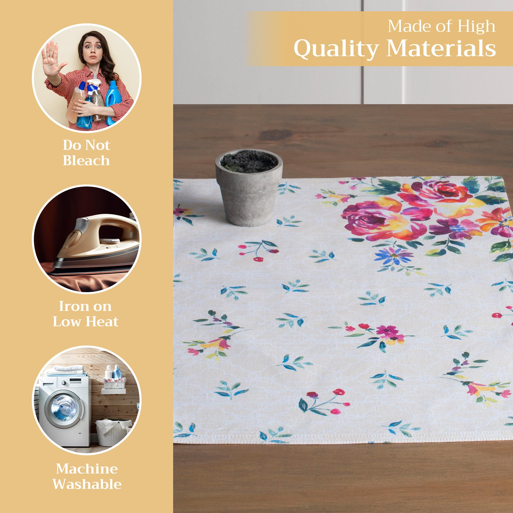 Maison D Hermine Placemats 100% Cotton Set Of 4 Dinner Placemat, Decorative Washable Cloth Placemat, Dining, Buffet Parties & Ca