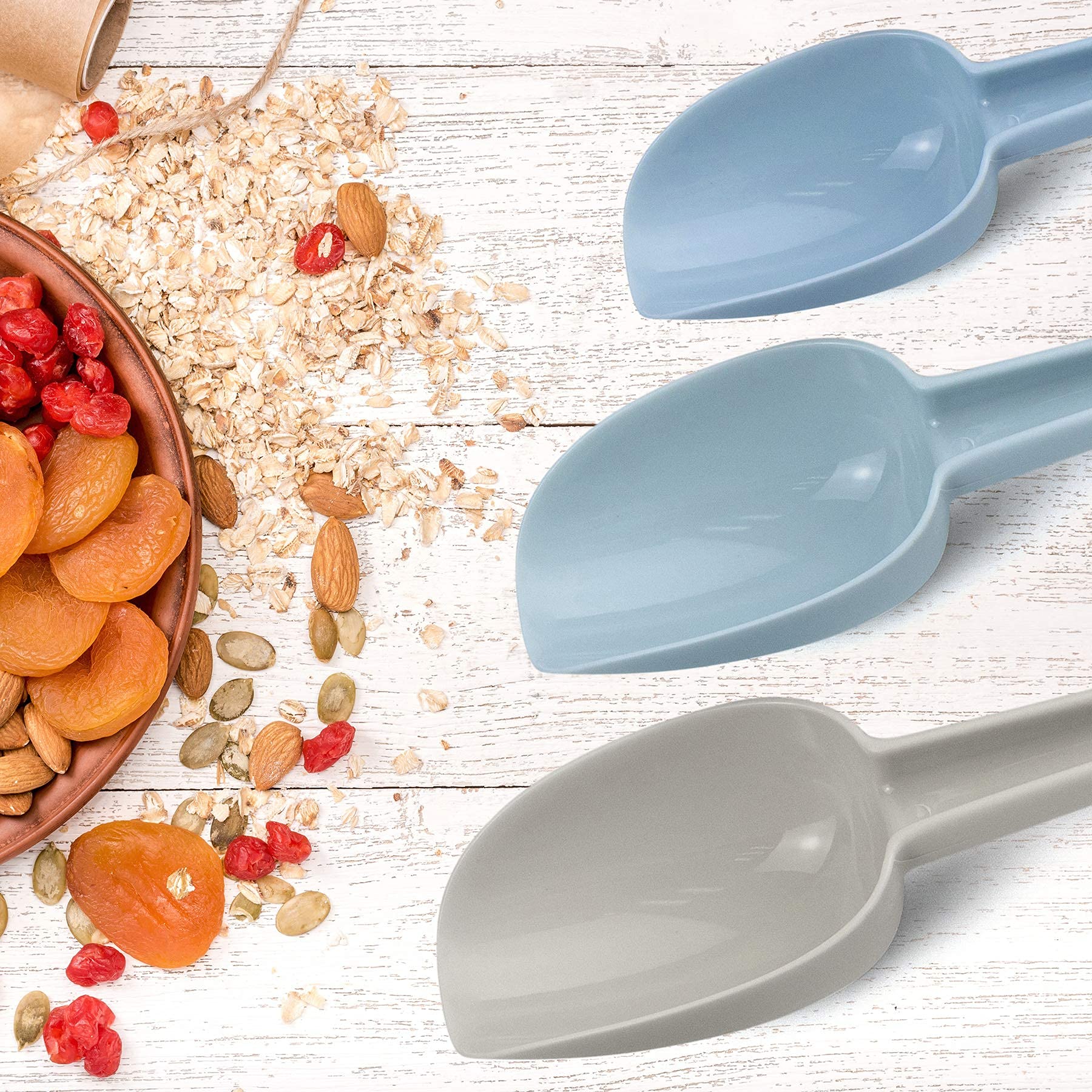 Auear, 3 In 1 Plastic Ice Scoop Multi Purpose Measuring Flour Scoops Kitchen Bar Scooper For Canisters Cereal Popcorn Powders Dr