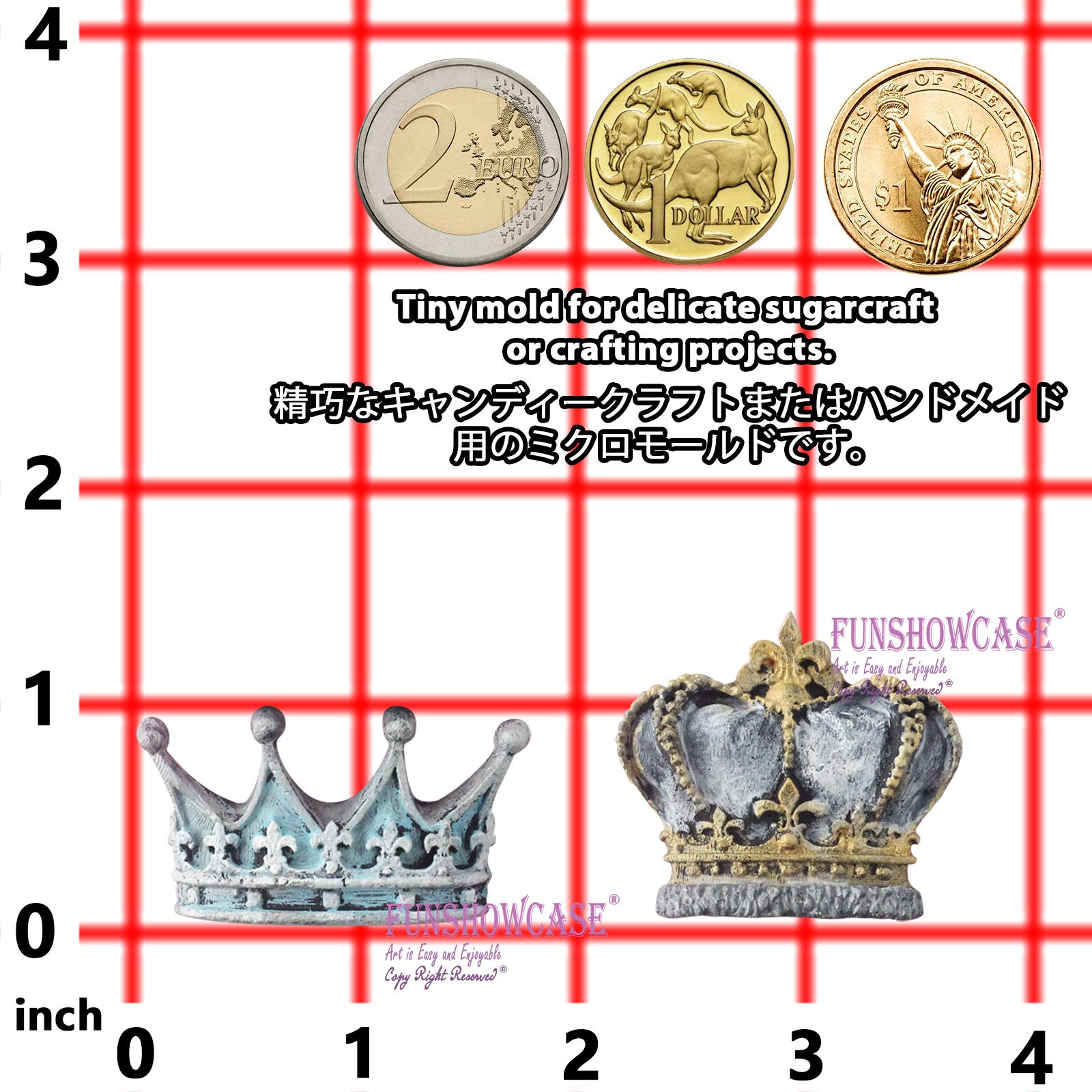 Funshowcase 2 Cavity Royal Crown Fondant Candy Silicone Mold For Sugarcraft, Cake Decoration, Cupcake Topper, Chocolate, Pastry,