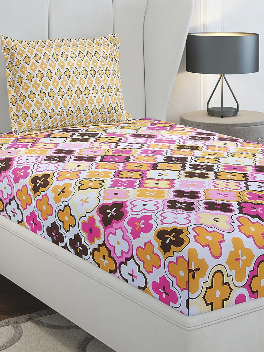 Monte Carlo Multi Printed Single 144 Tc 1 Bedsheet With 1 Pillow Cover 9