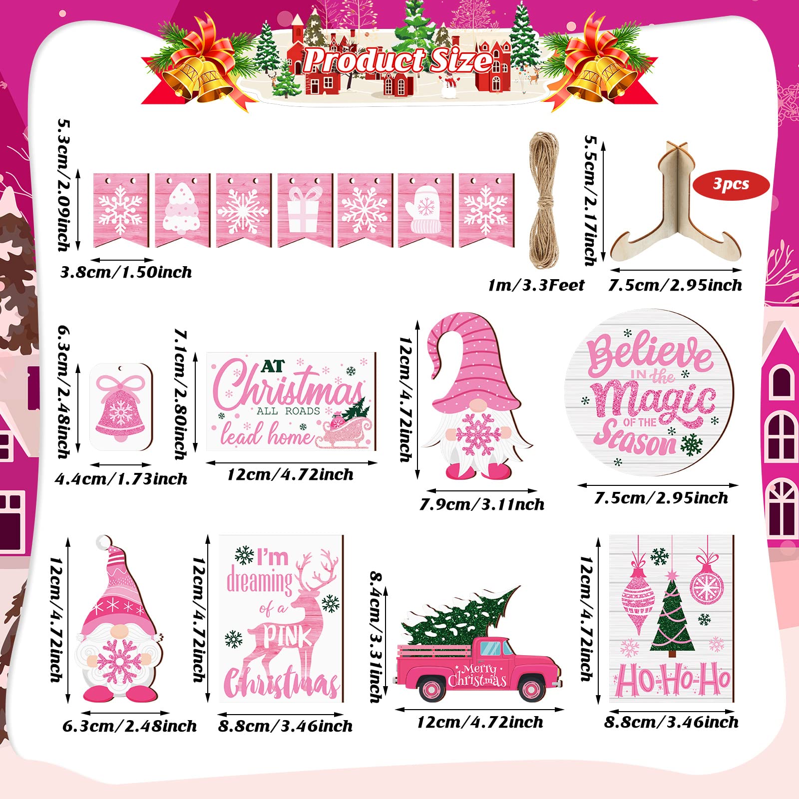 Bucherry 15 Pieces Christmas Tiered Tray Decor Gingerbread Christmas Farmhouse Table Decorations Tiered Tray Xmas Decor Set Wint