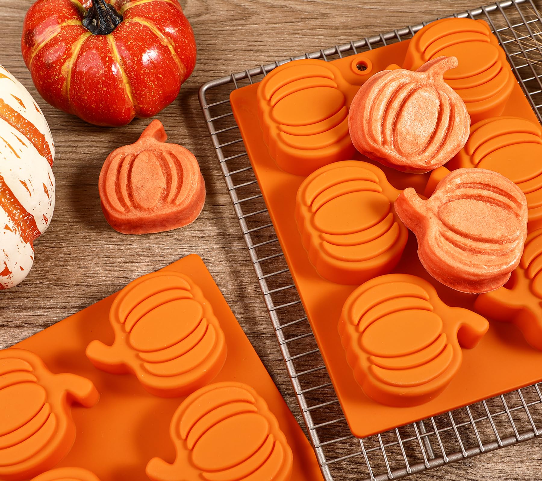 Webake Pumpkin Cake Molds Silicone Pumpkin Cake Pan 6-Cavity Pumpkin Mold For Baking Cupcake Chocolate (Pack Of 2)