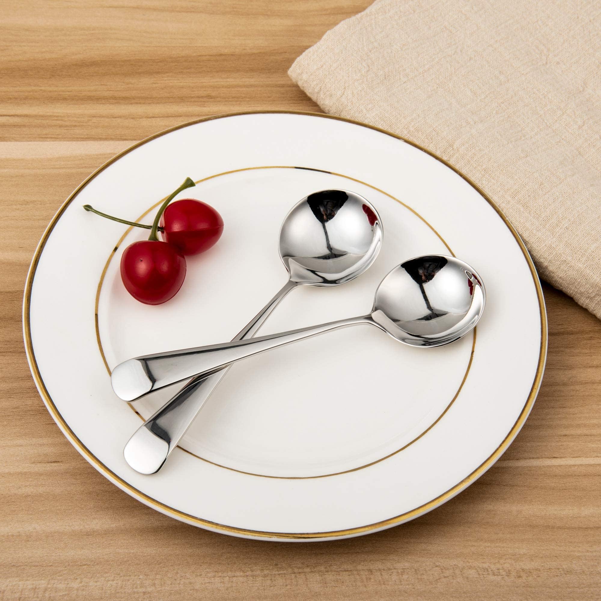 Imeea Roud Soup Spoons Sus304 Stainless Steel Small Soup Spoons 6-Inch, Set Of 4