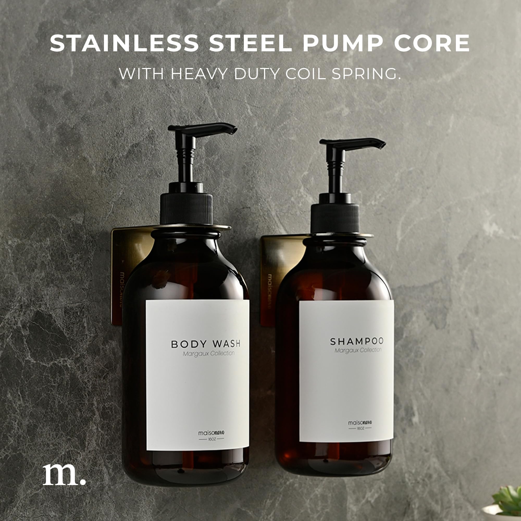 Maisonovo Soap Pump Replacement - 2X Black Plastic Pumps - Pump Dispenser - Soap Dispenser Pump Replacement - Stainless Steel So