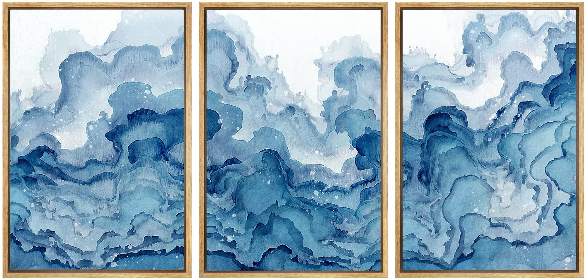 Signwin Framed Canvas Print Wall Art Set Pastel Watercolor Mountain Range Abstract Shapes Illustrations Modern Art Decorative No