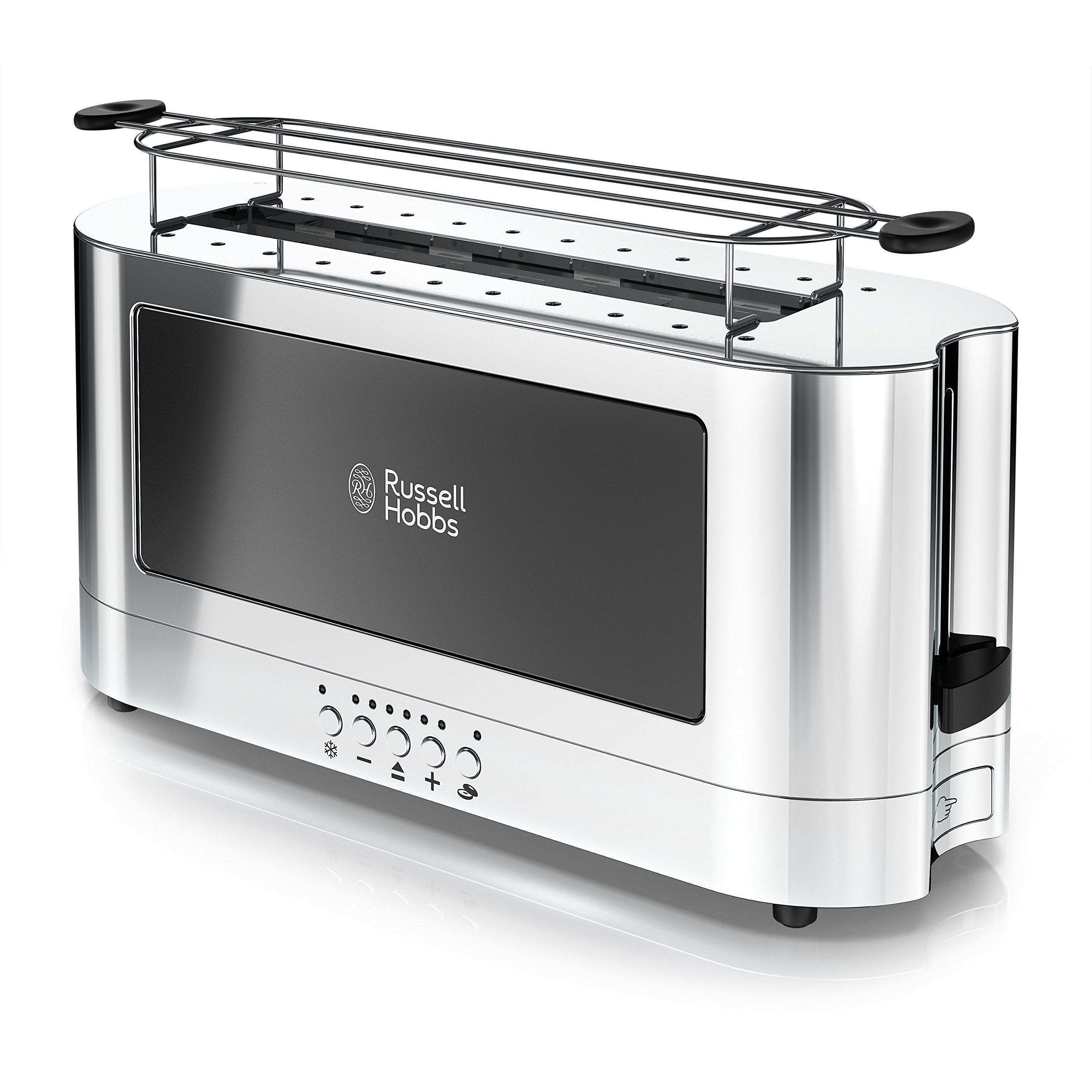 Russell Hobbs 2-Slice Glass Accent Long Toaster, Black & Stainless Steel, Trl9300Bkr