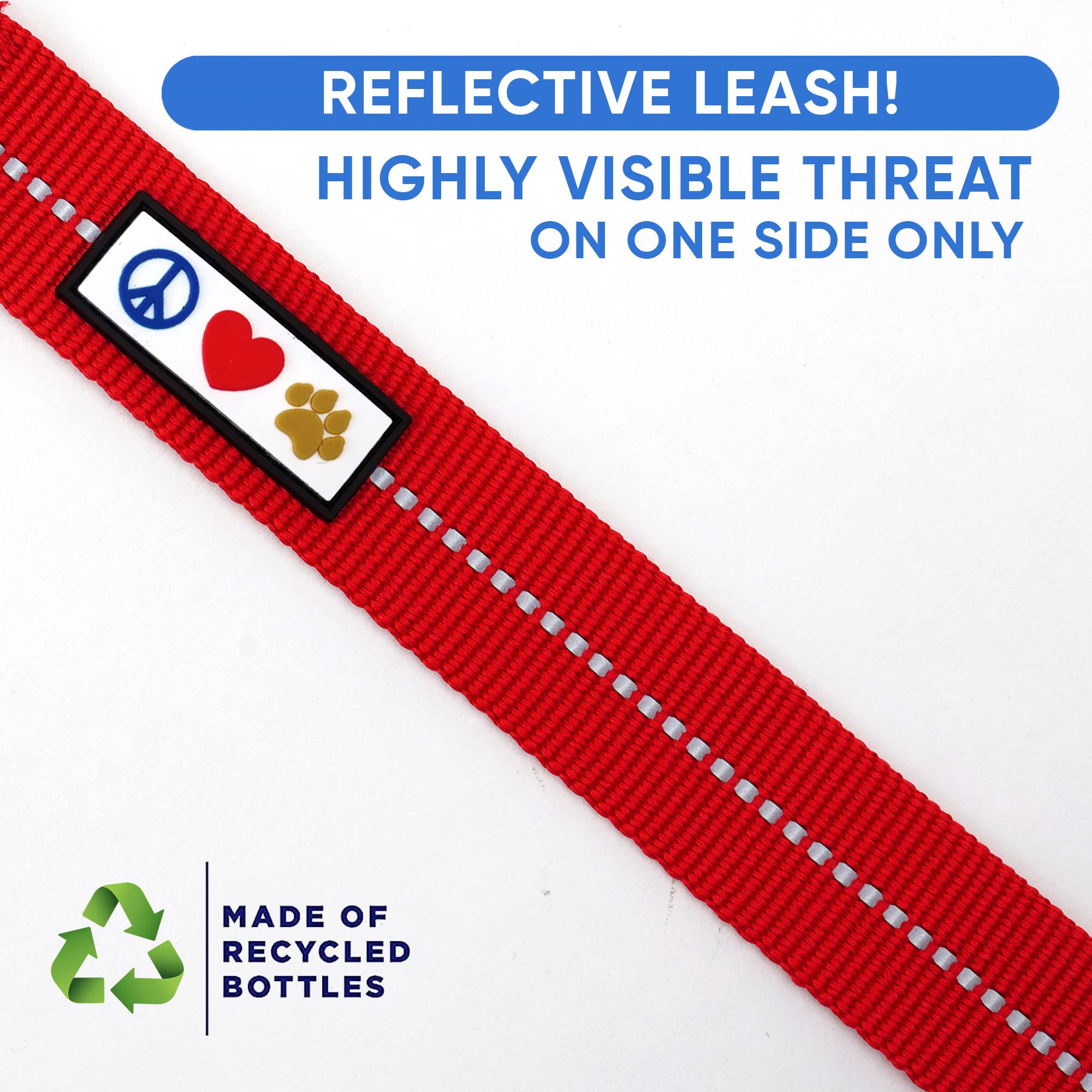 Pawtitas 6 Ft Recycled Dog Leash With Reflective Stitched Thread Stitched On Side Small Reflective Dog Leash Made From Plastic B