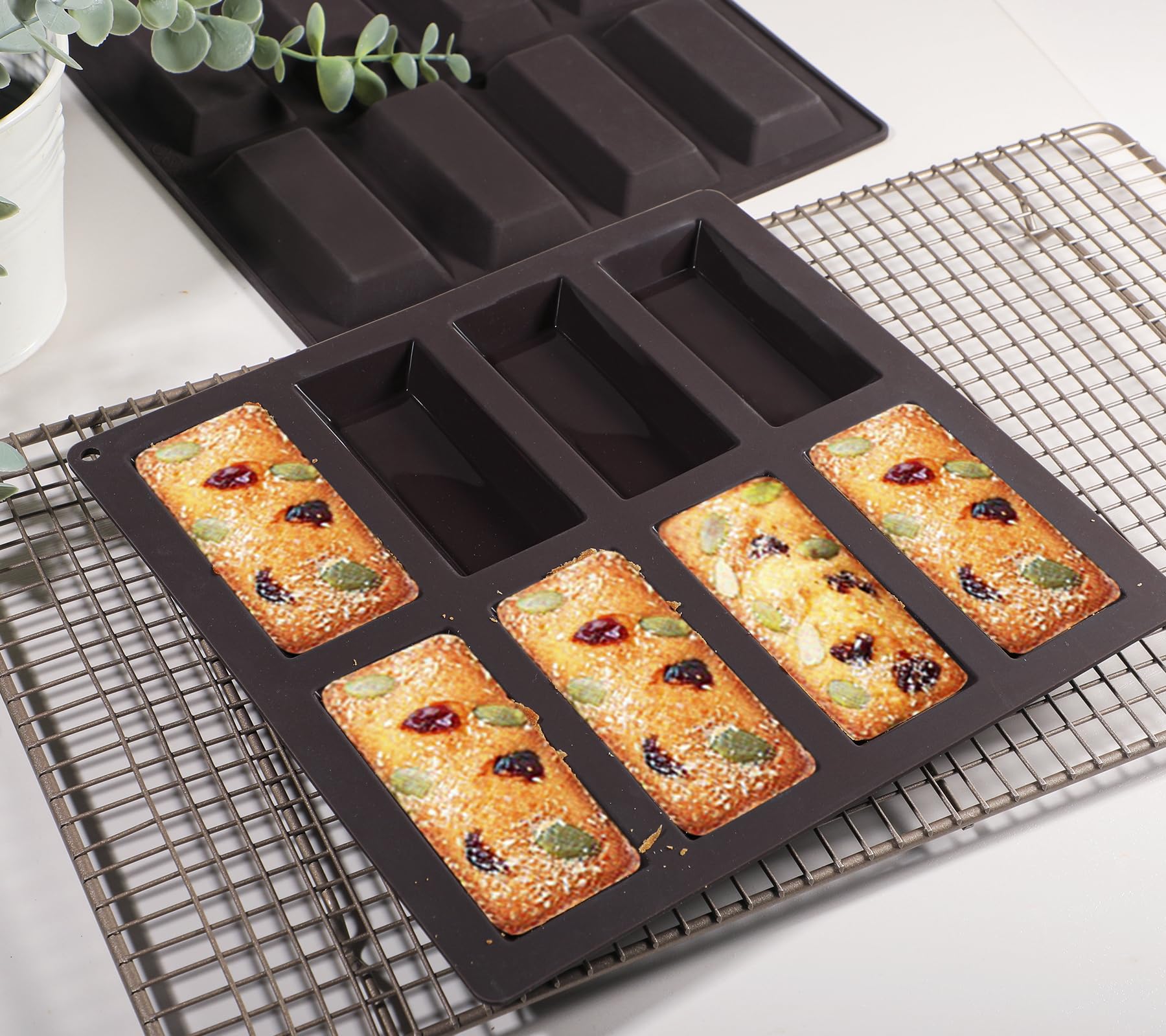 Webake Financier Cake Pan, 8 Cavity Silicone Financier Mold Non Stick Muffin Pan For Biscuits Cookies Bakeware For Oven Baking (
