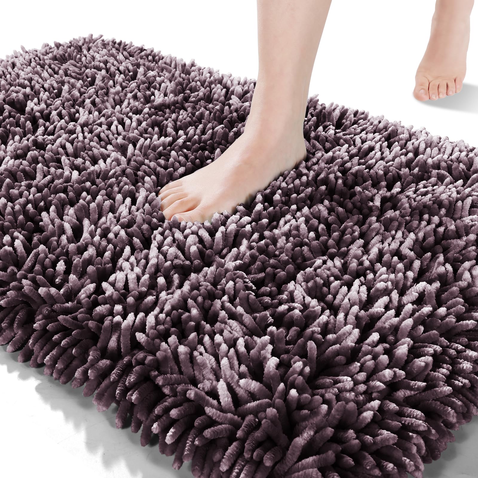Yimobra Chenille Non-Slip Bathroom Rug, Shag Mat, Machine Washable Bath Mats With Water Absorbent, Soft, Bath Rugs Mats, 31.5 X