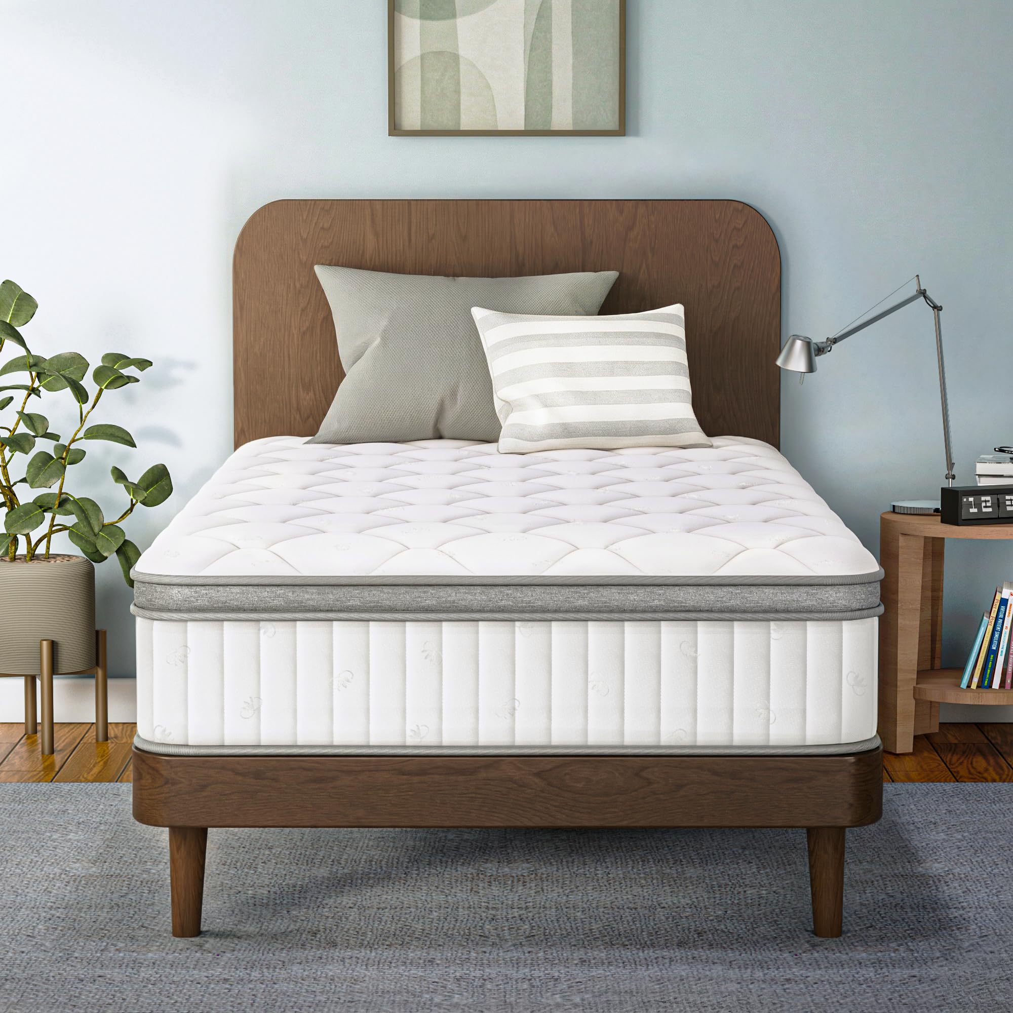 Etonex 12 Inch Twin Mattress Cooling Gel Memory Foam And Pocket Spring Hybrid Mattress In A Box Medium Firm Certipur-Us Certifie